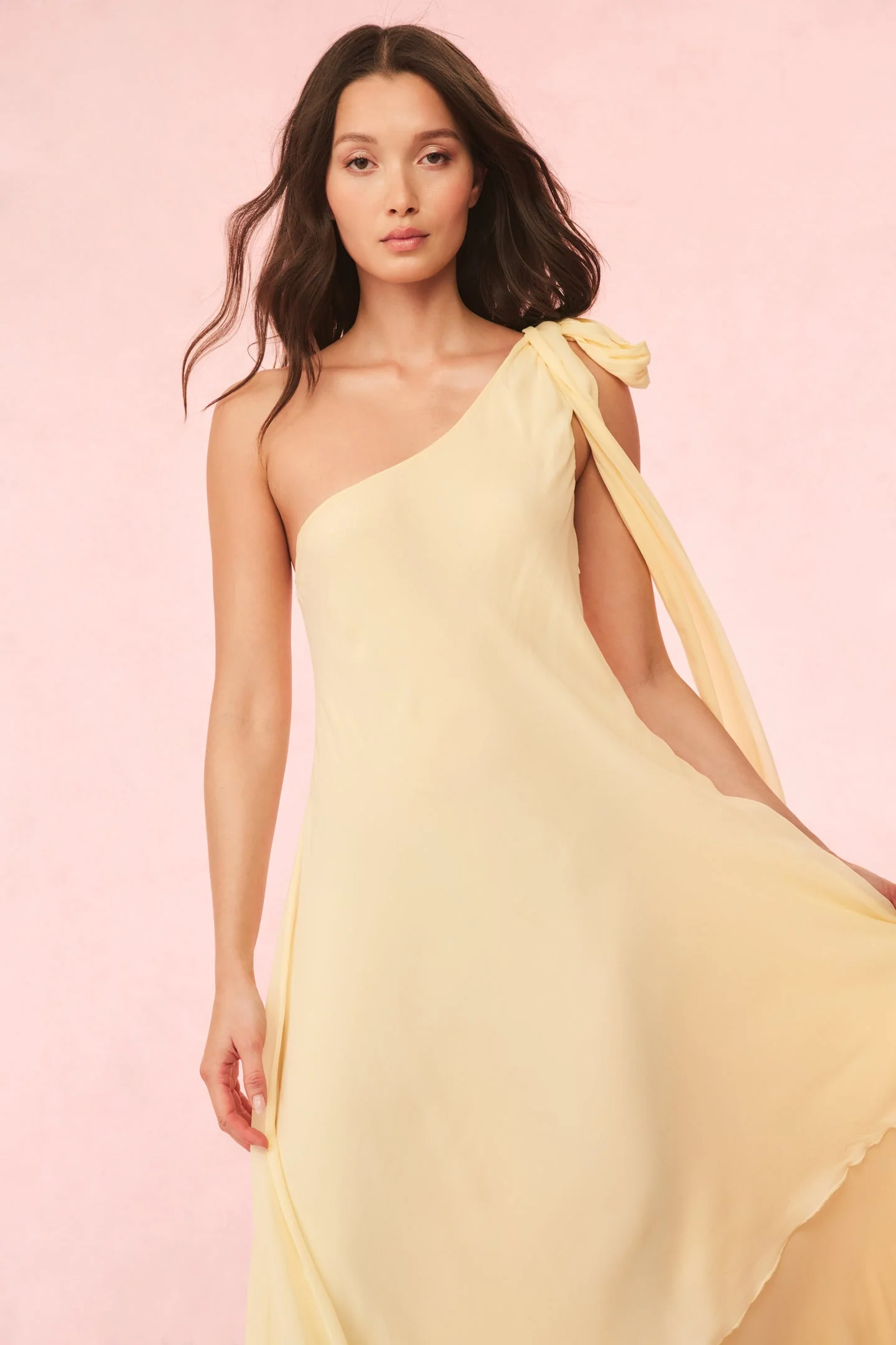 Alliara Chiffon One-Shoulder Gown
