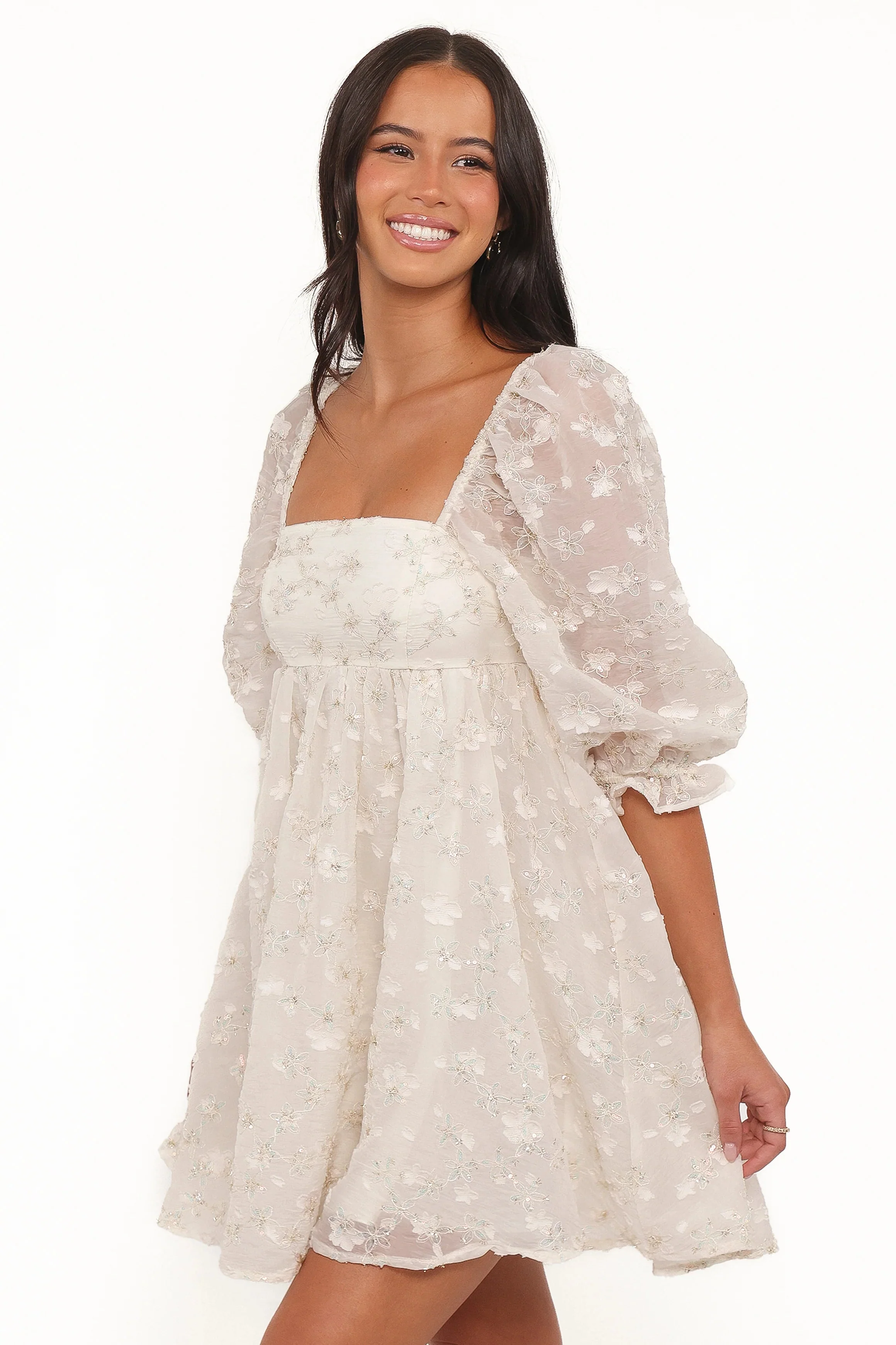 Lillan Mini Dress - Ivory Sequin