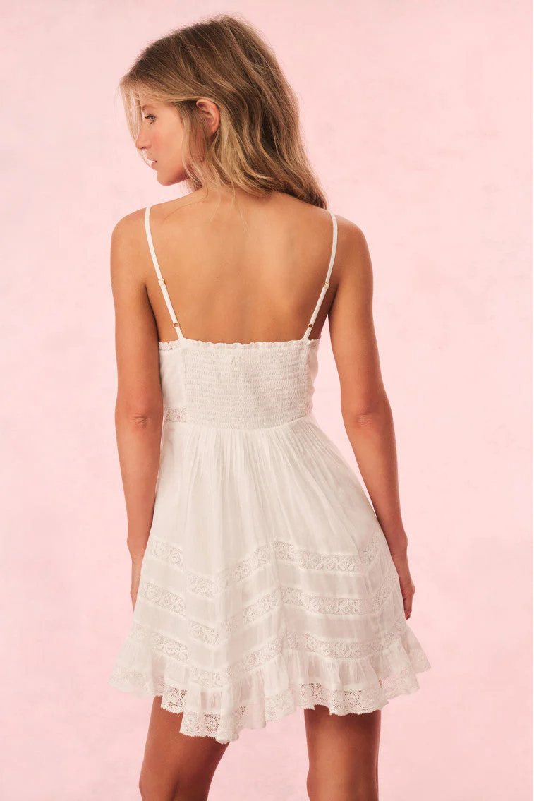 Alonna Cotton Lace-Trimmed Mini Dress - WHITE