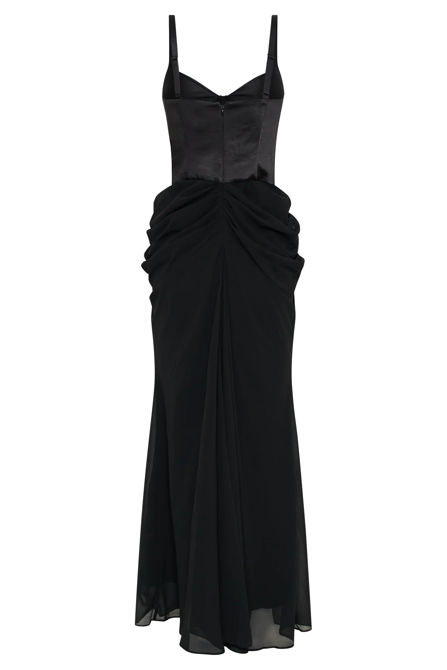 Leila Satin Corset Maxi Dress - Black
