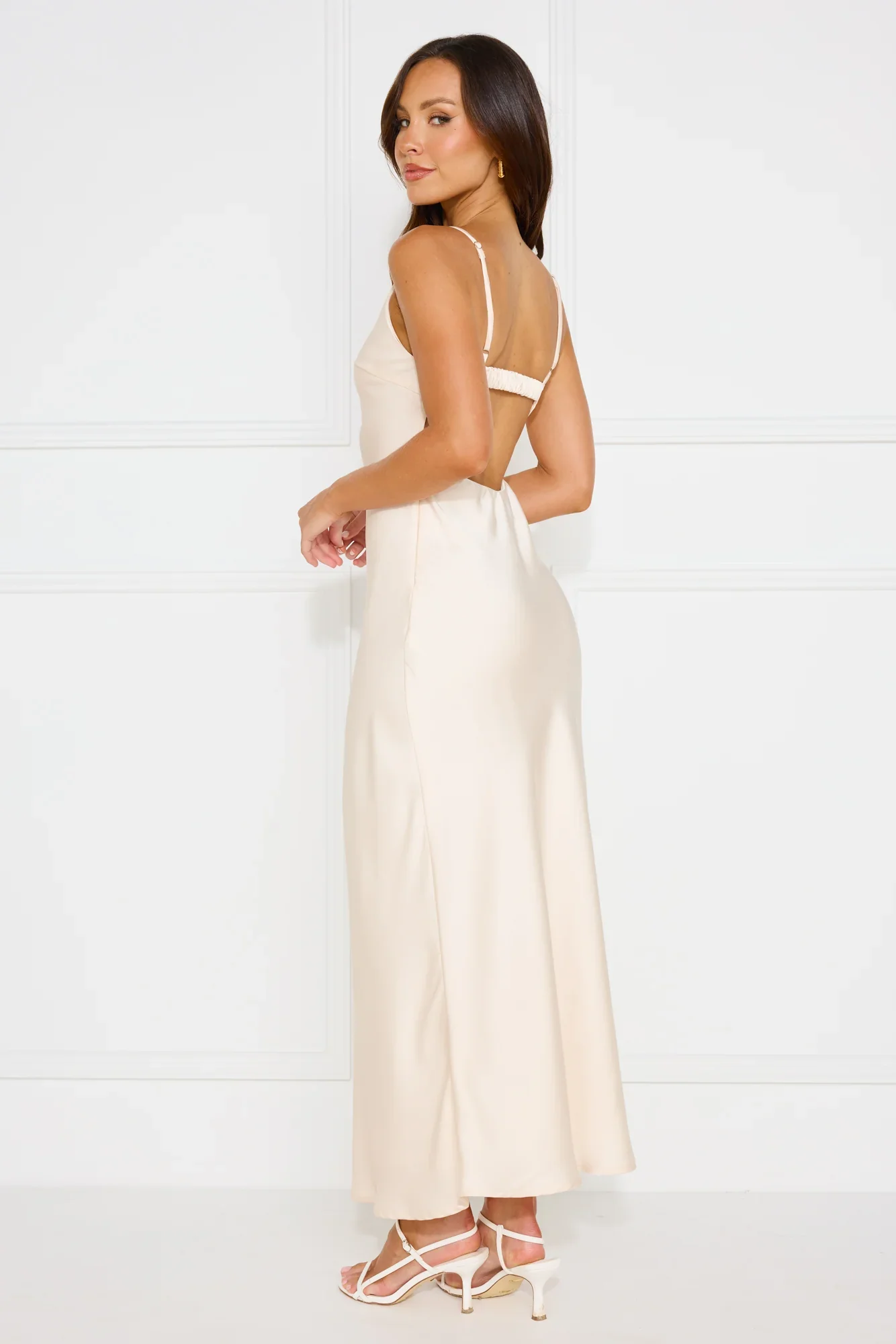 Hideaway Place Satin Maxi Dress Champagne
