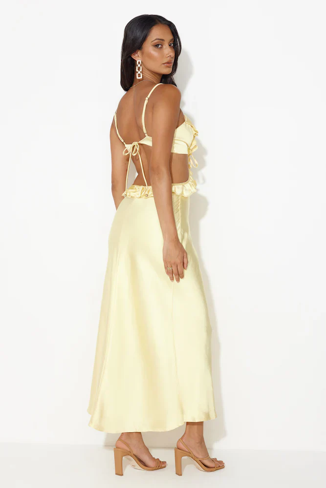Impressed Satin Maxi Dress Yellow