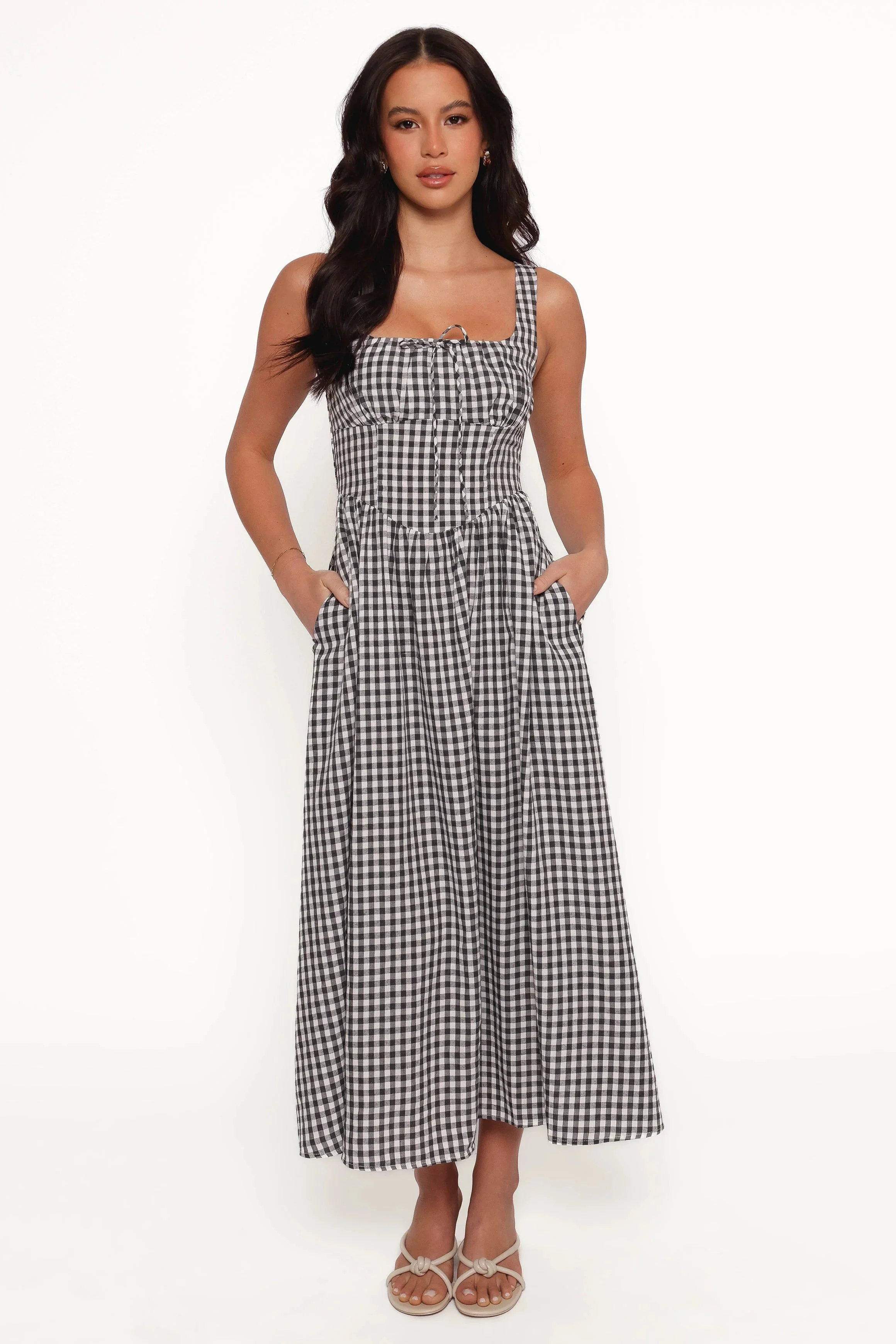 Kinslee Midi Dress - Black Gingham
