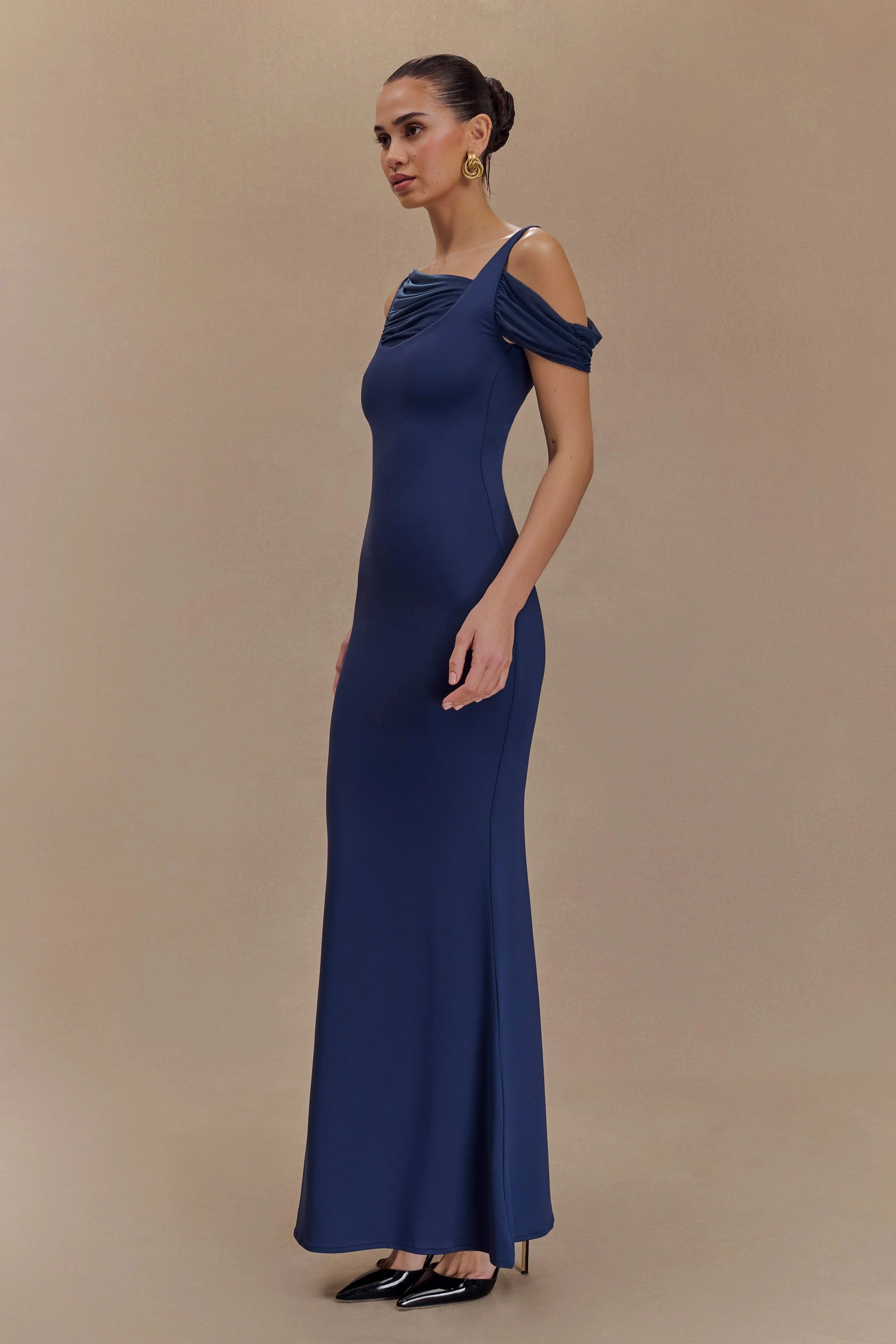 Janette Recycled Nylon And Mesh Sleeveless Maxi Dress - Navy