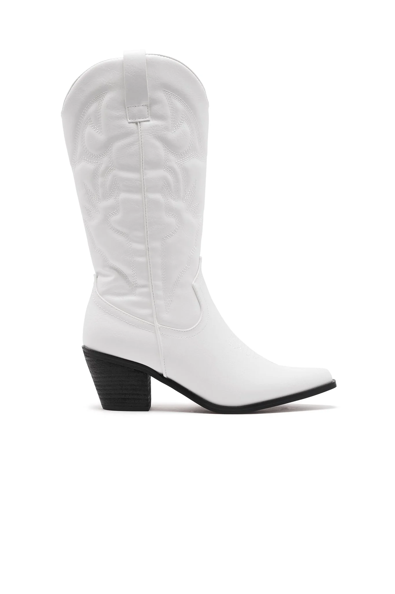 THERAPY Clayton Cowboy Boot White Faux Suede