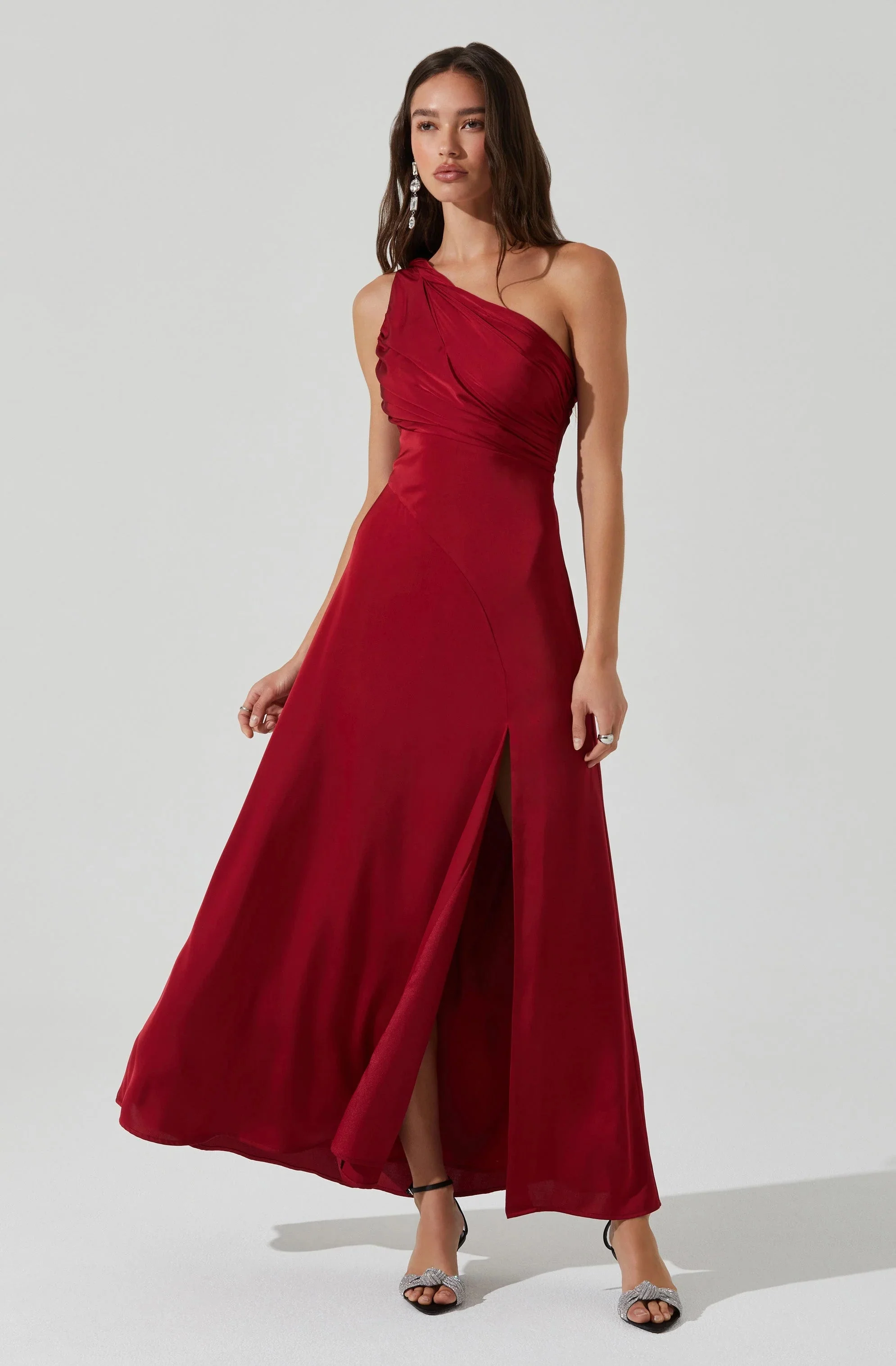 Atoila One Shoulder Satin Maxi Dress