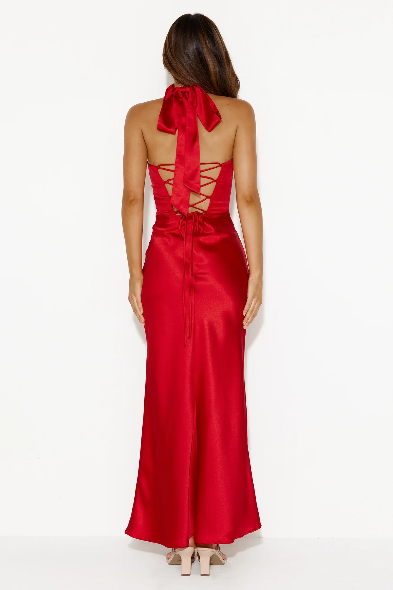 Lady In Silk Strapless Maxi Dress Red