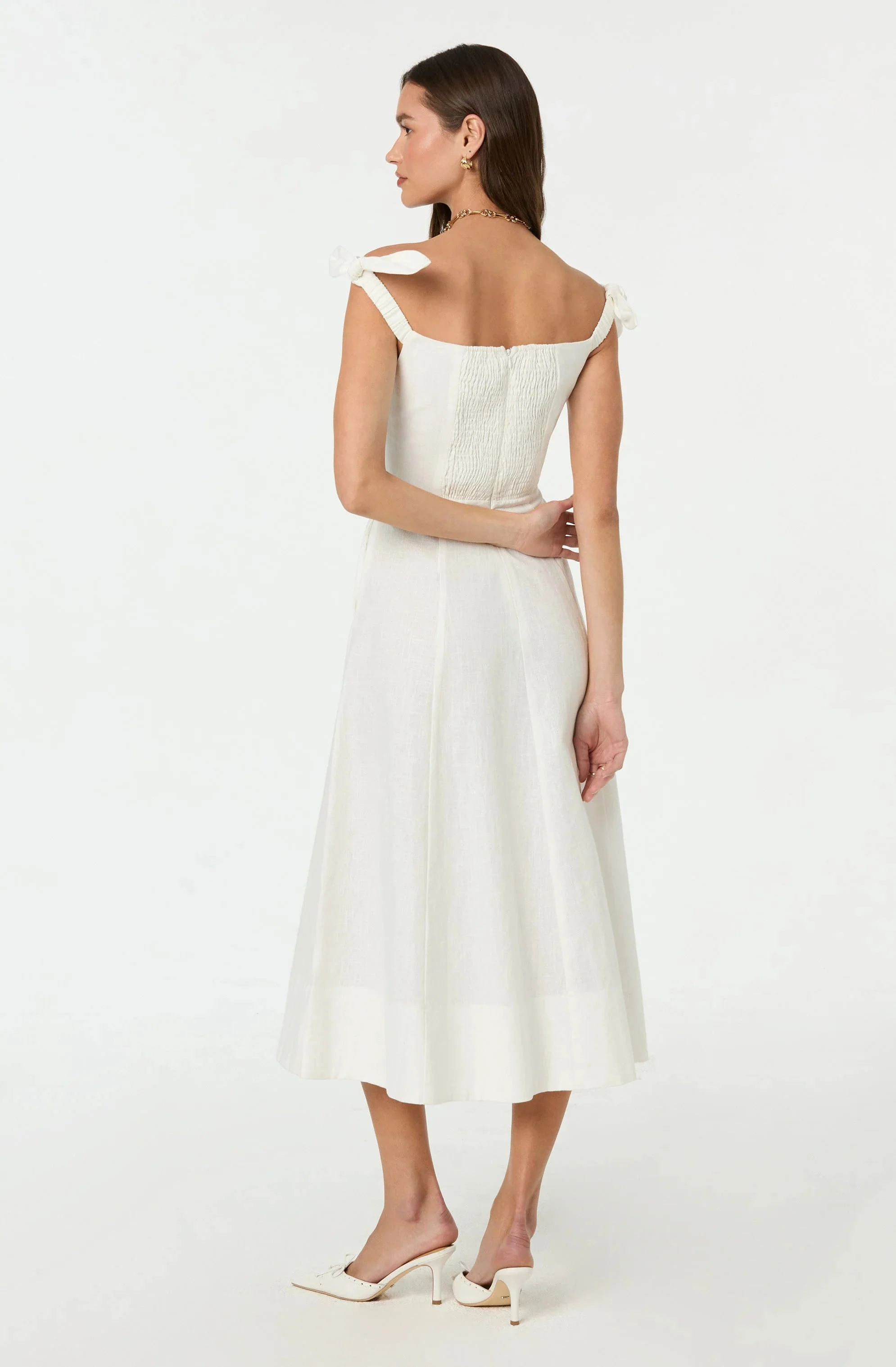 Charelin Linen Off Shoulder Dress