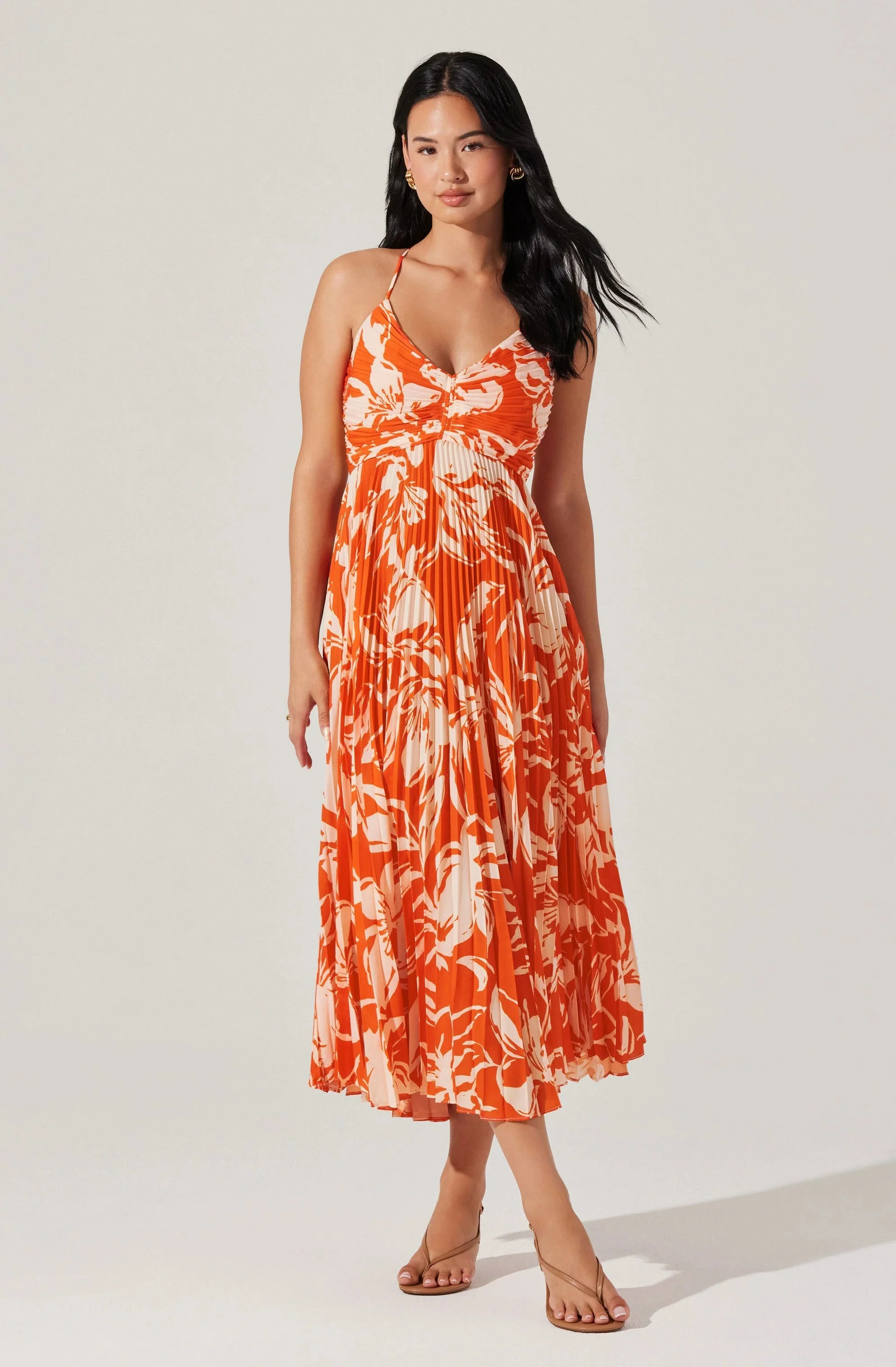 Blythe Floral Plisse Midi Dress