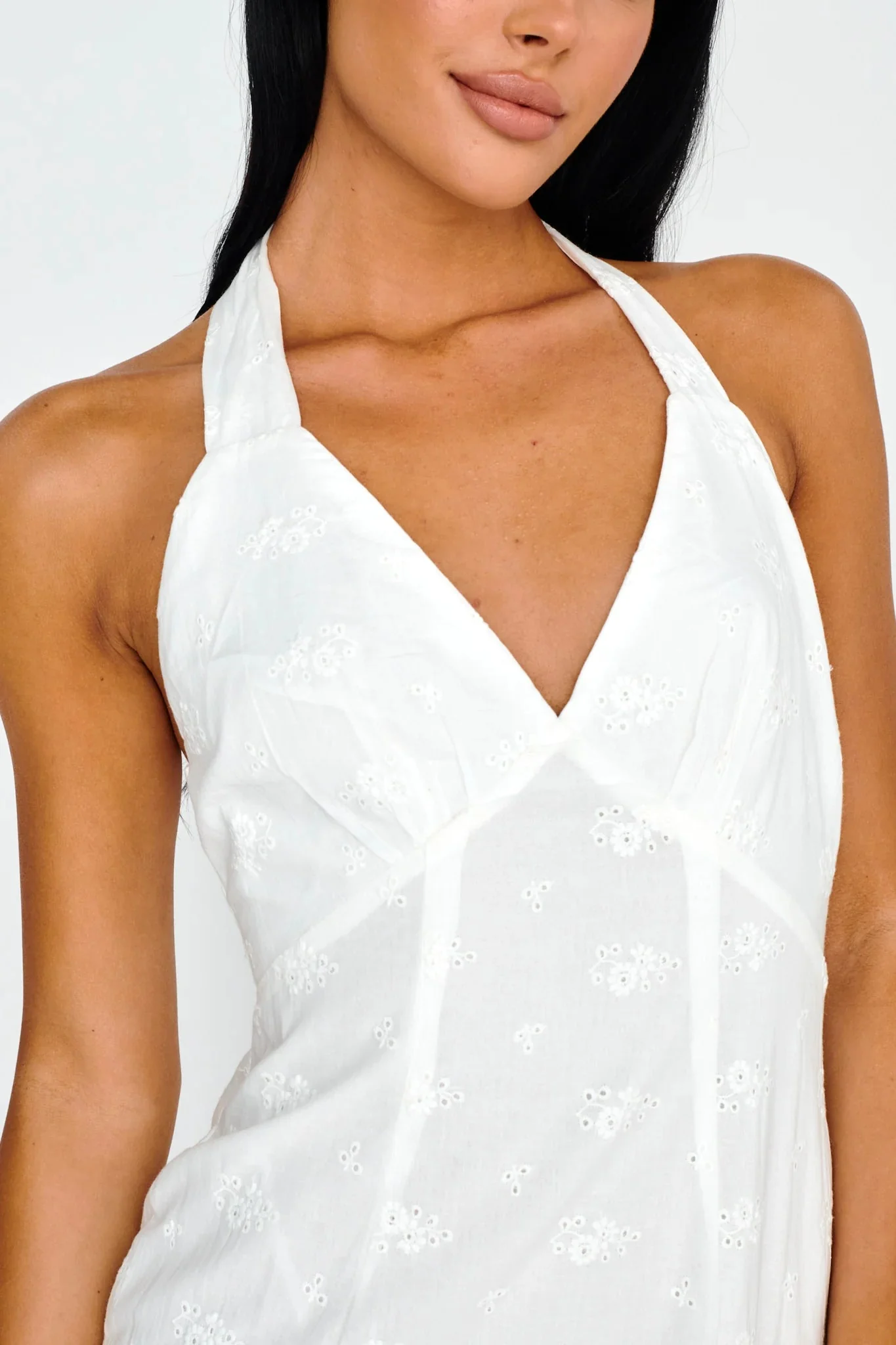 Lavara Halterneck Midi Dress White