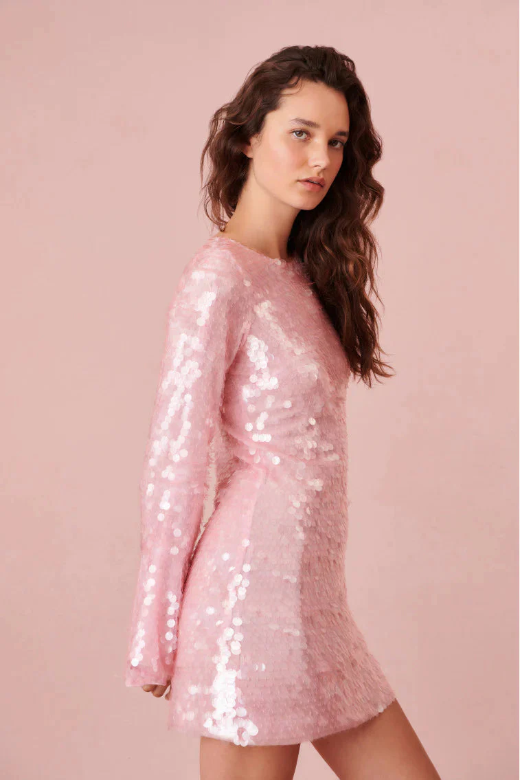 Annabella Sequin Bell Sleeve Mini Dress
