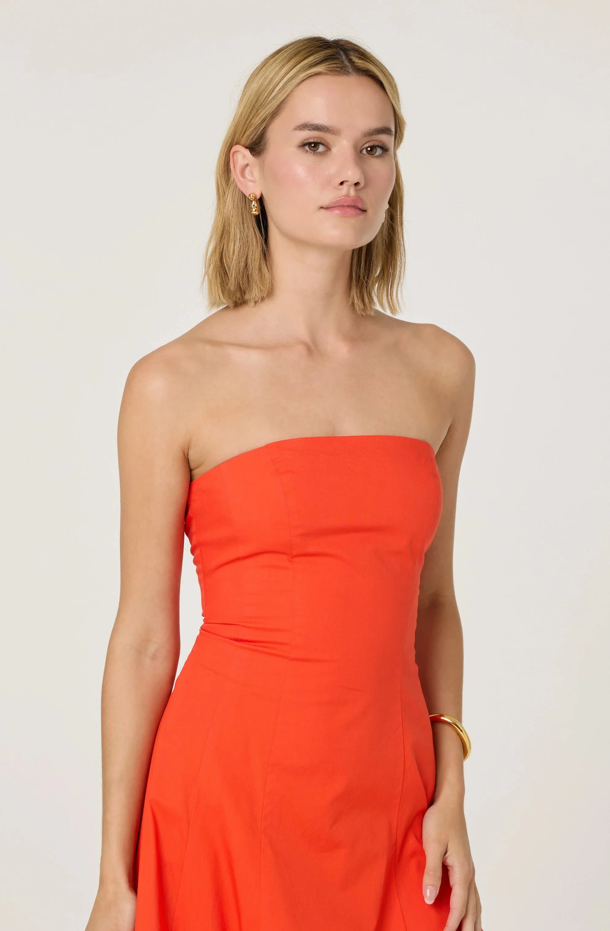 Lace Up Strapless Bubble Dress