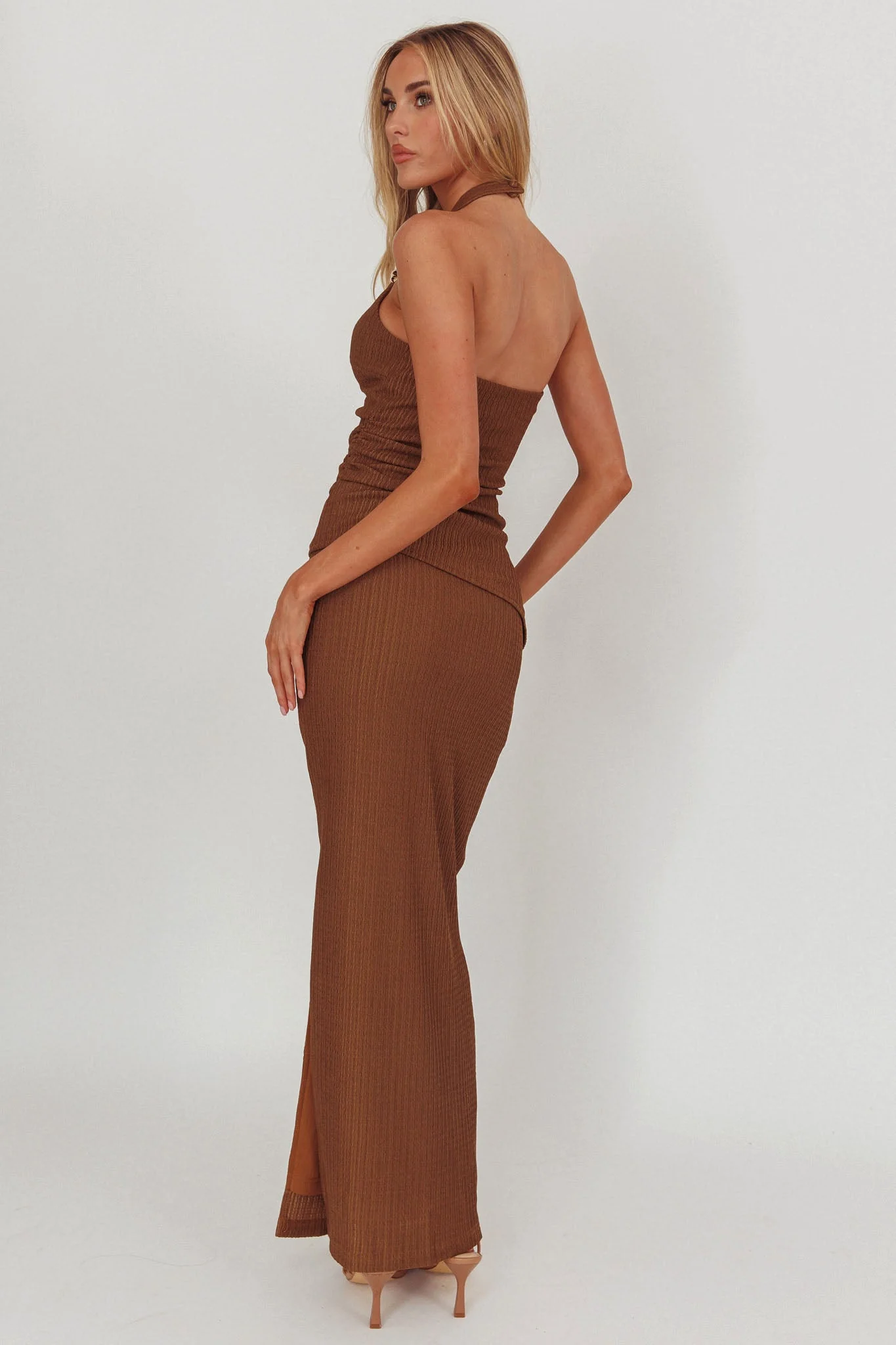 Always Ready Side Split Maxi Skirt Chocolate