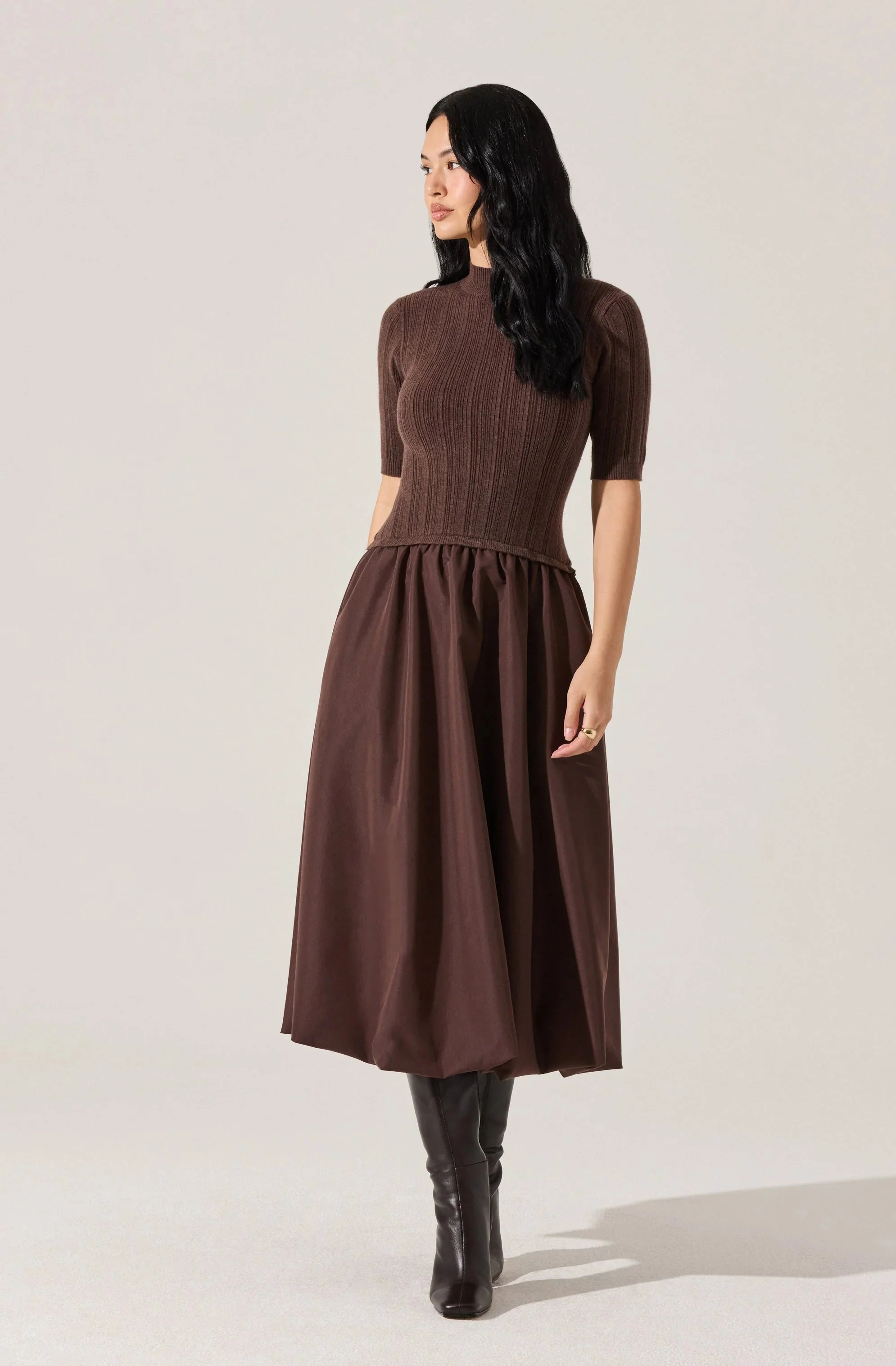 Caerlion Contrast Knit Midi Dress