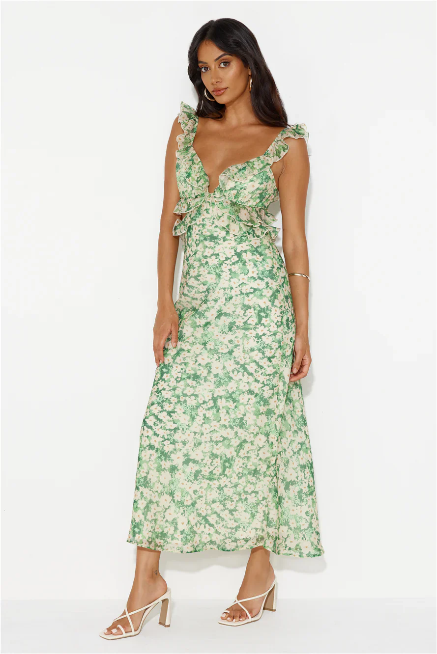 Hours Of Joy Maxi Dress Green