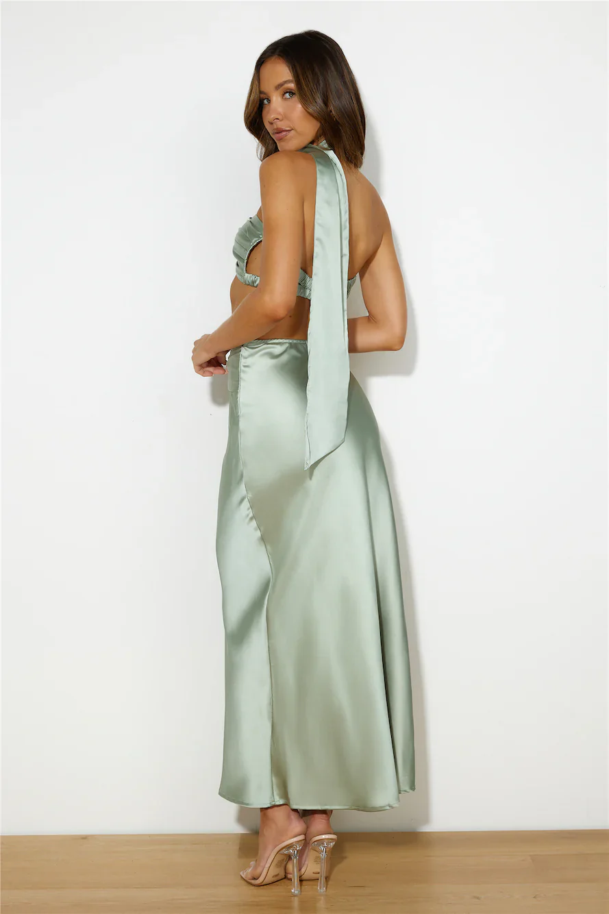 Ideal Vision Satin Crop Top Sage