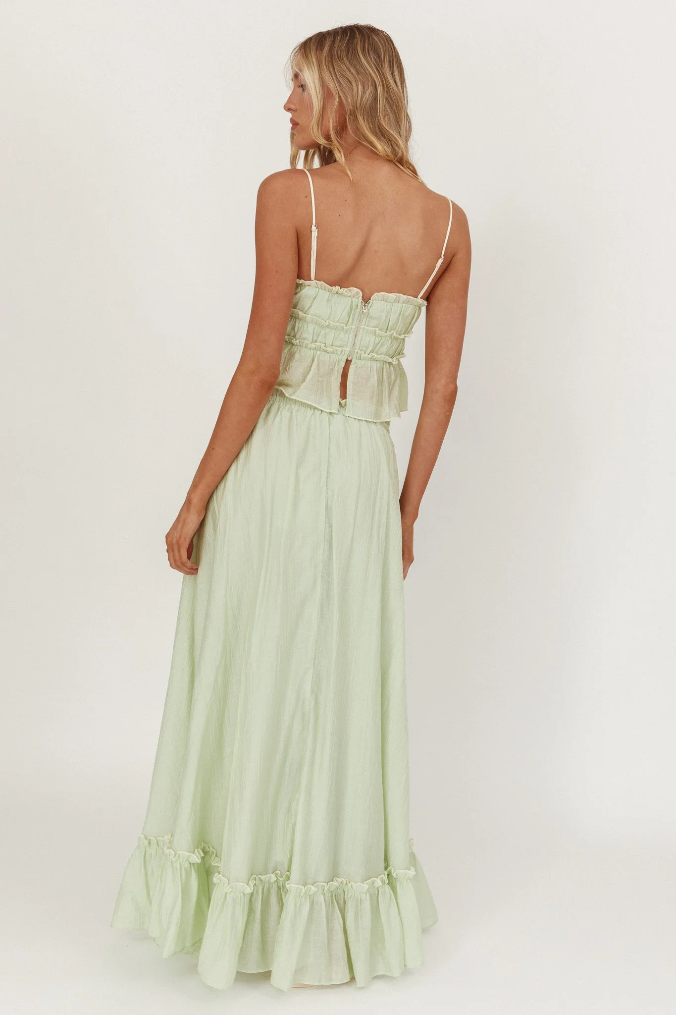 Maidens Tie Detail Overlock Maxi Skirt Sage