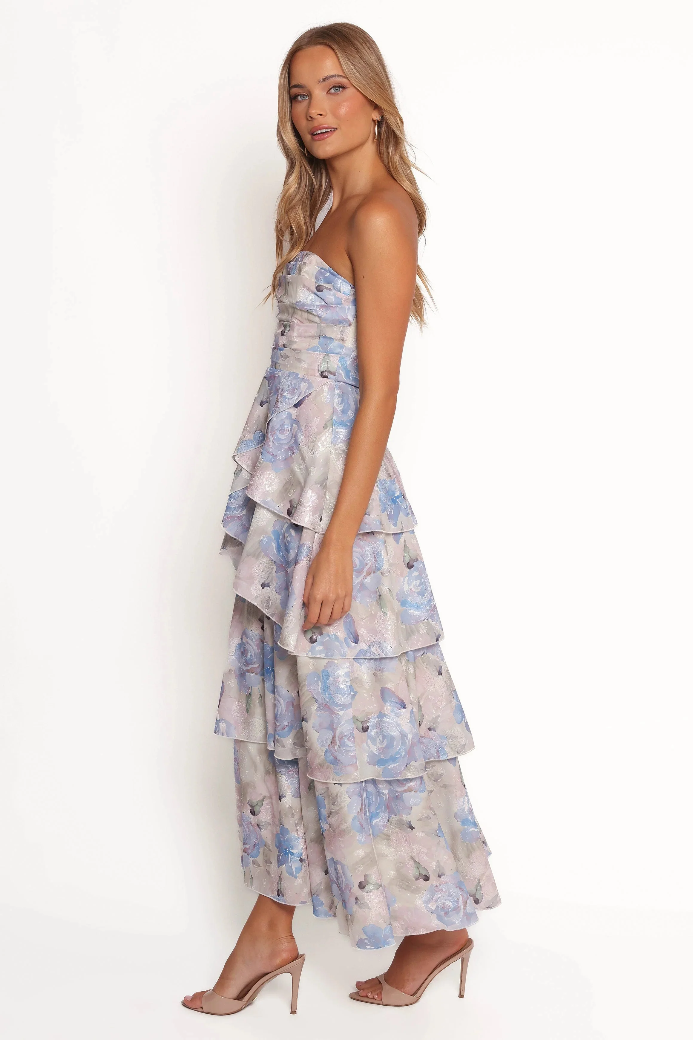 Admira Strapless Maxi Dress - Blue Floral