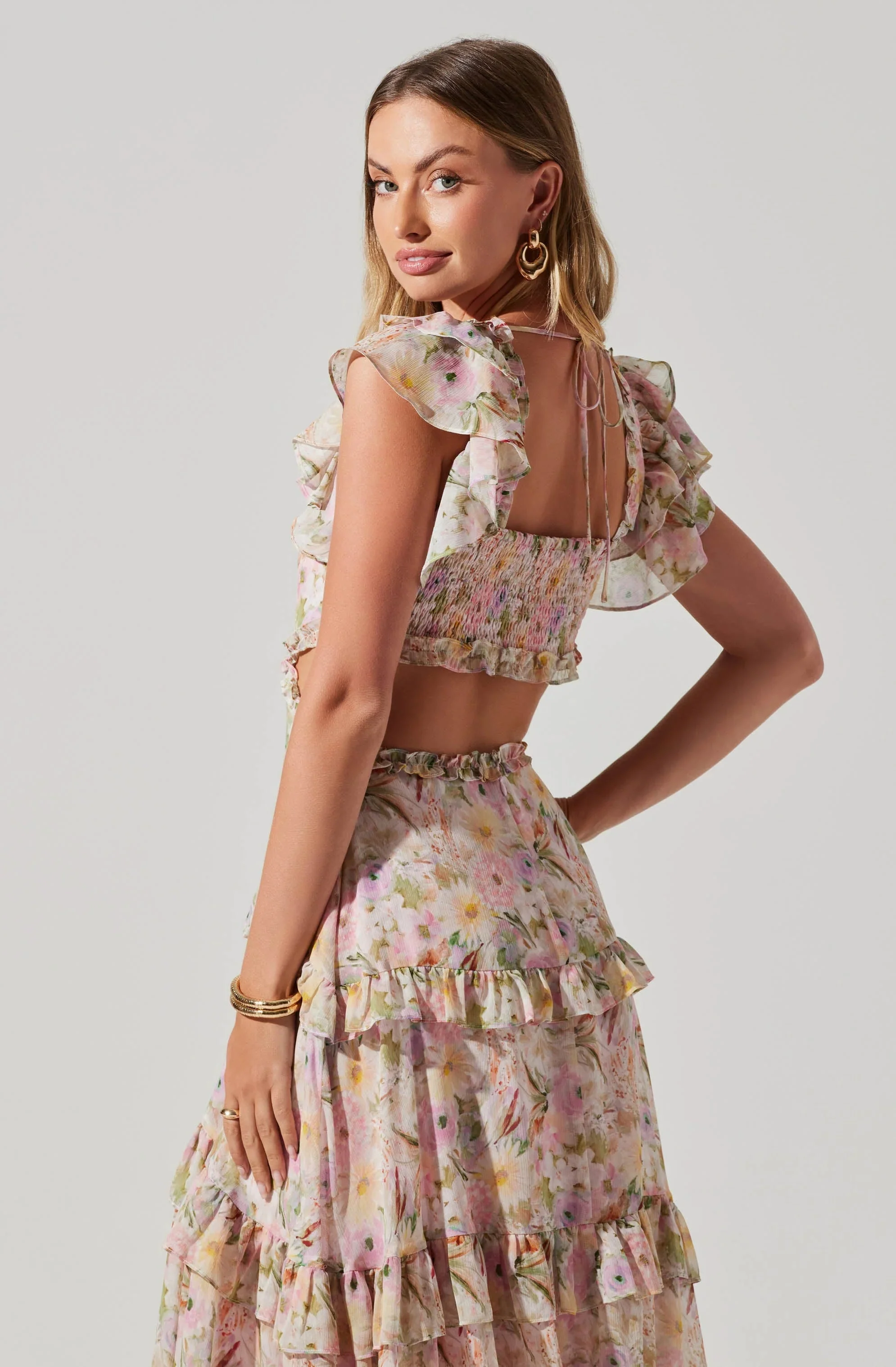 Mable Floral Tiered Ruffle Maxi Dress