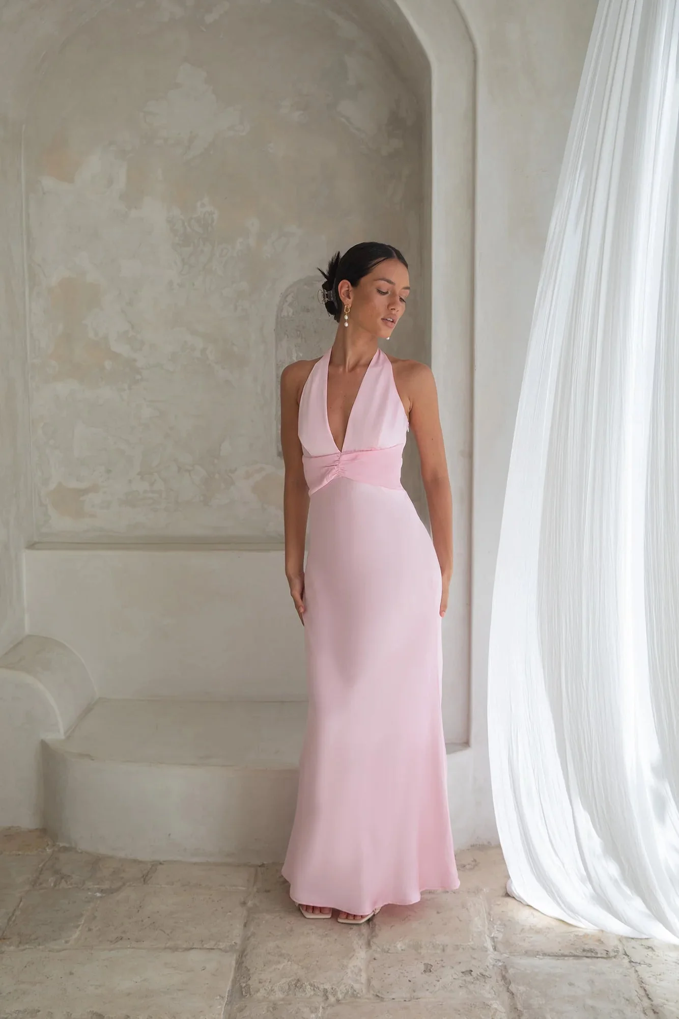Destinations Halter Maxi Dress Pink