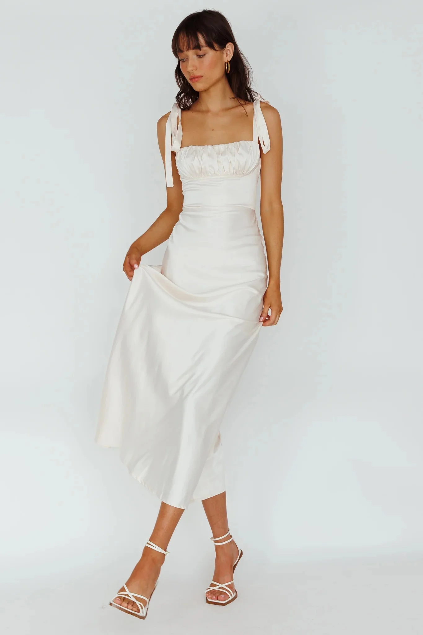 Pennelope Tied Shoulder Maxi Dress Ivory