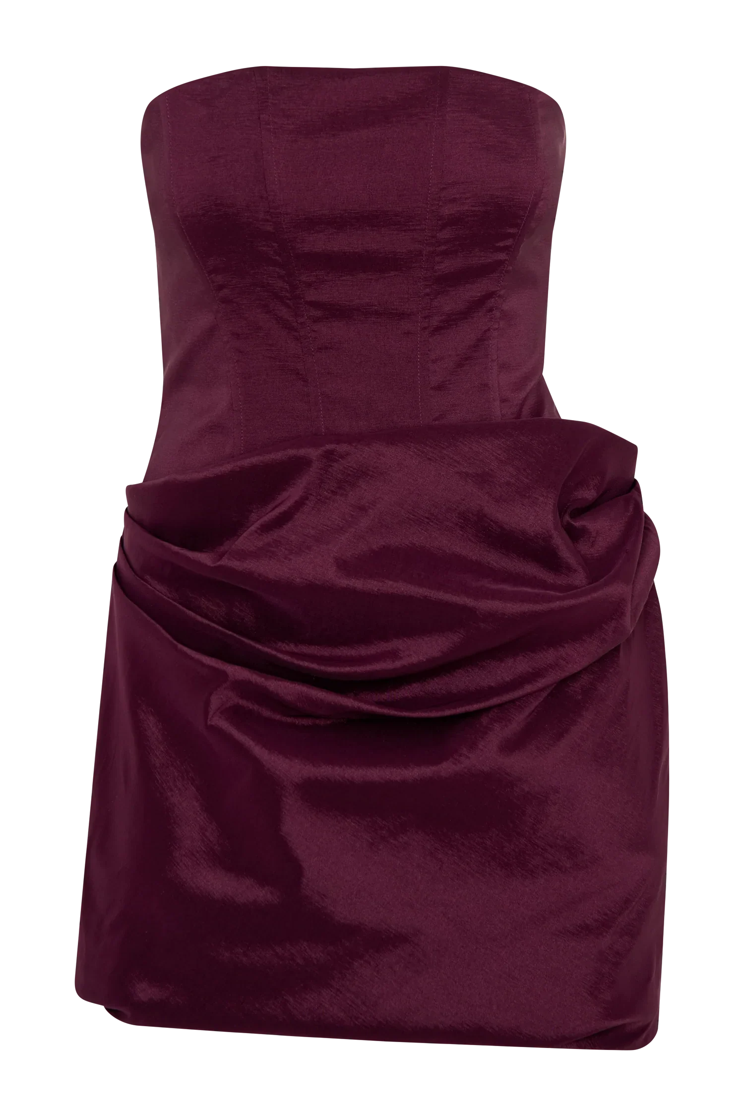 Sasha Taffeta Strapless Corset Mini Dress - Plum