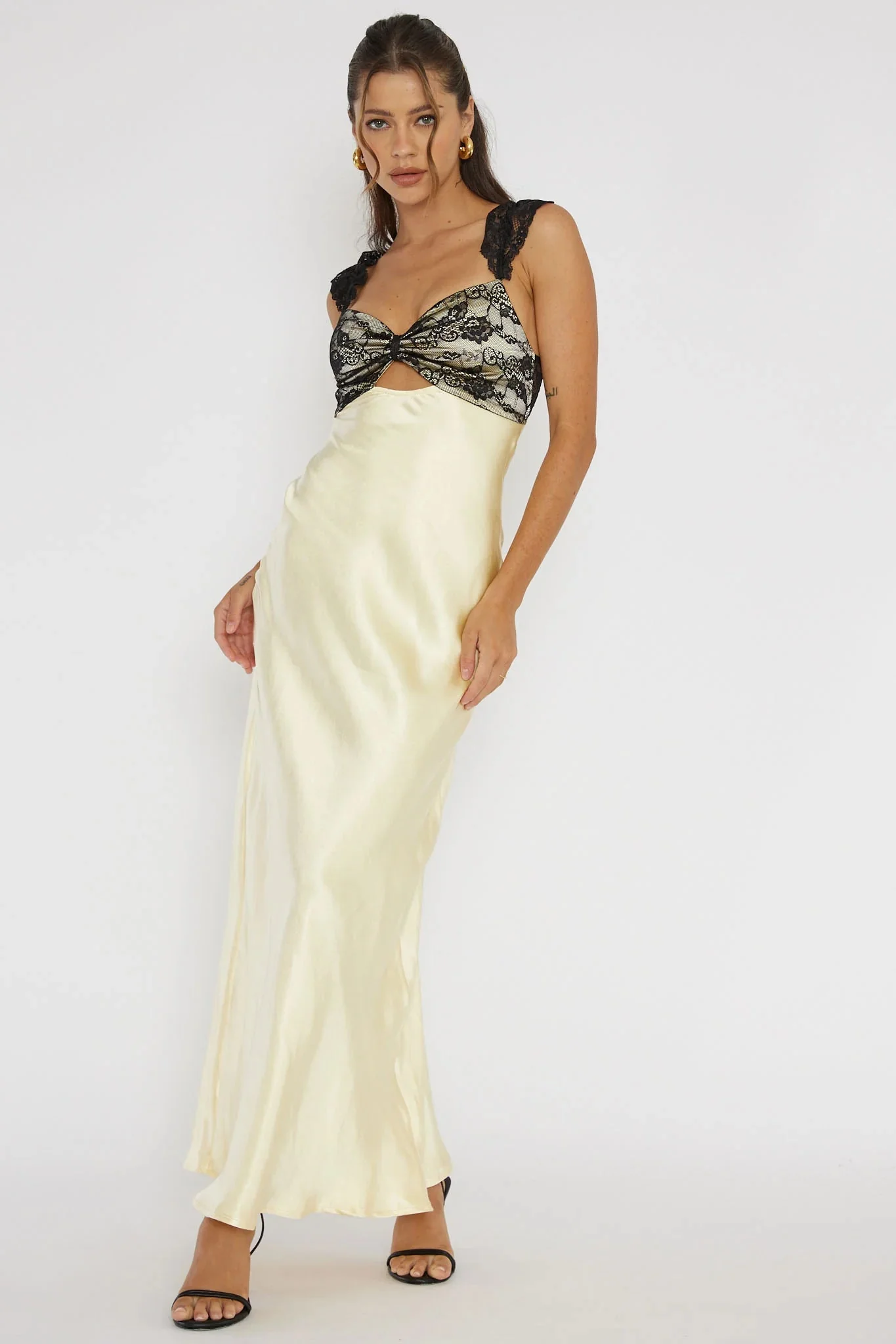 Claribel Lace Bust Maxi Dress Lemon