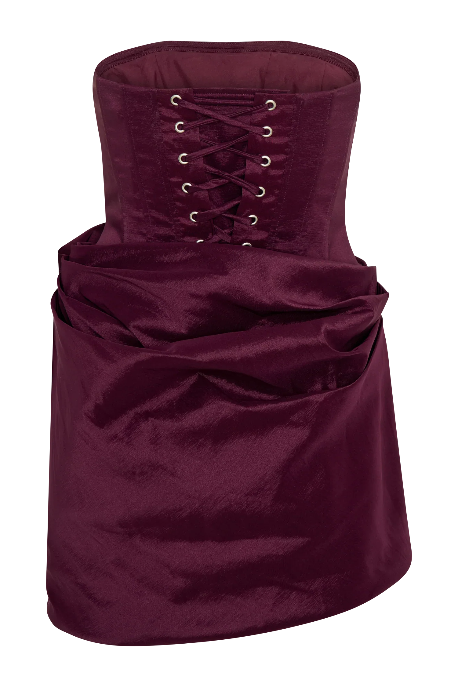 Sasha Taffeta Strapless Corset Mini Dress - Plum