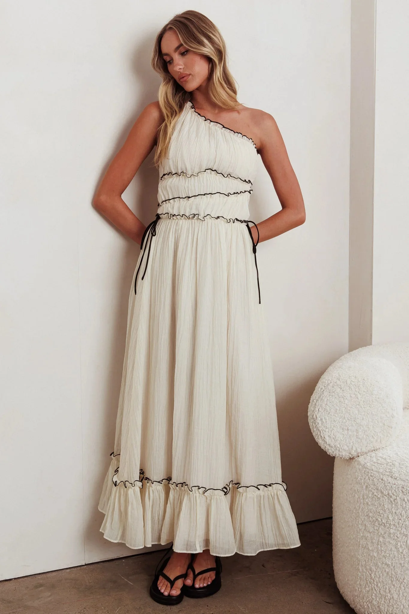 Ballad One-Shoulder Maxi Dress Cream