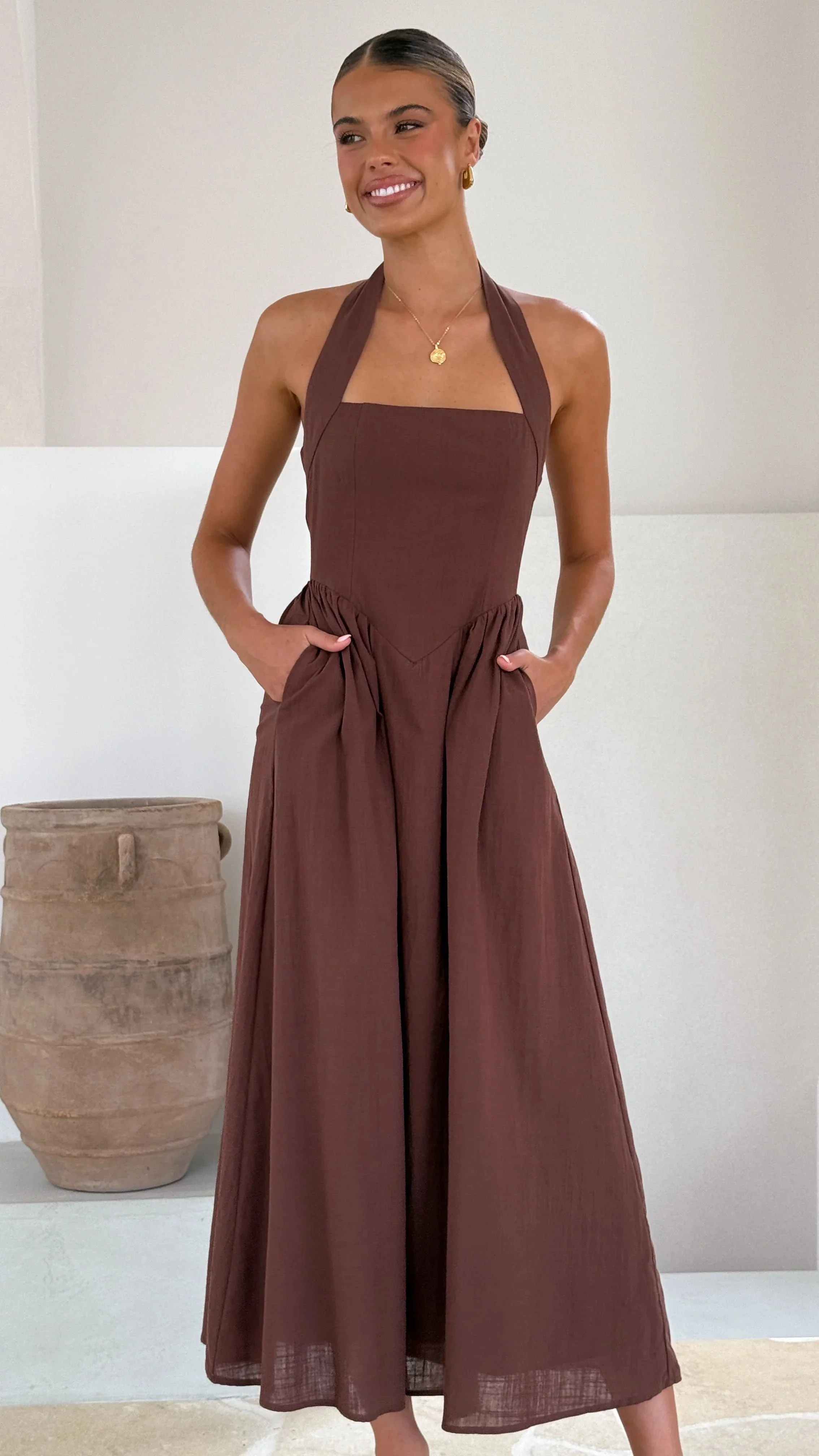 Caden Maxi Dress - Chocolate