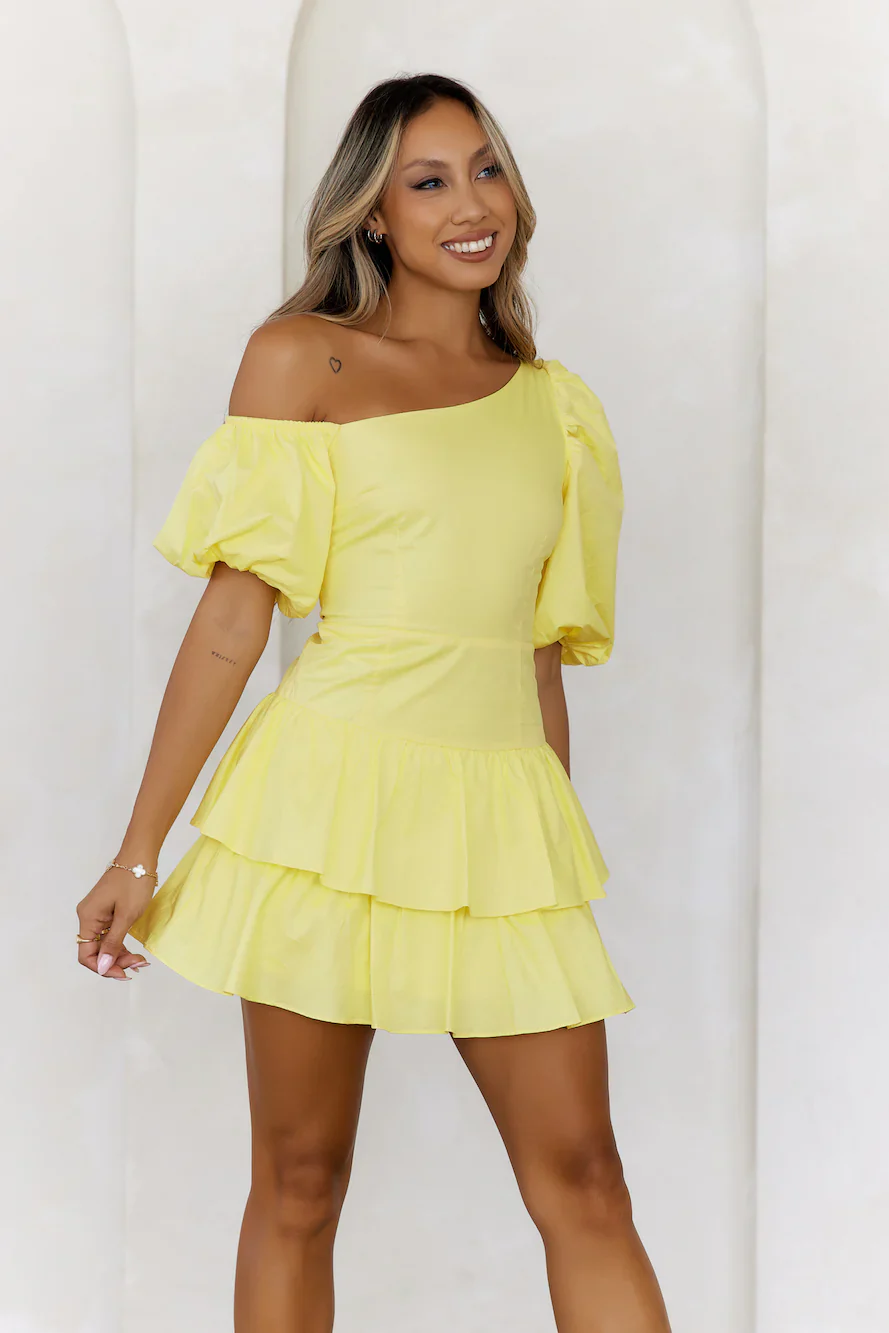 Ladylike Etiquette Mini Dress Yellow