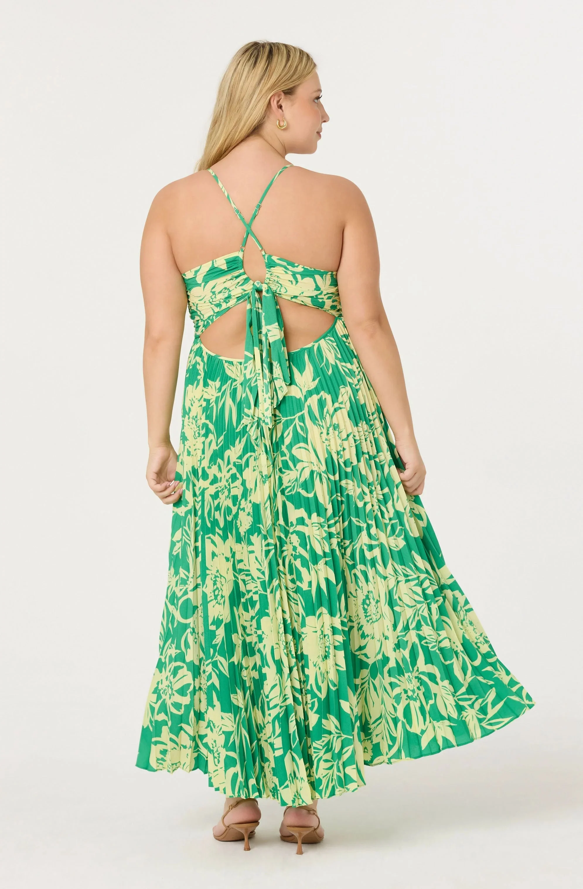 Blythe Floral Plisse Midi Dress