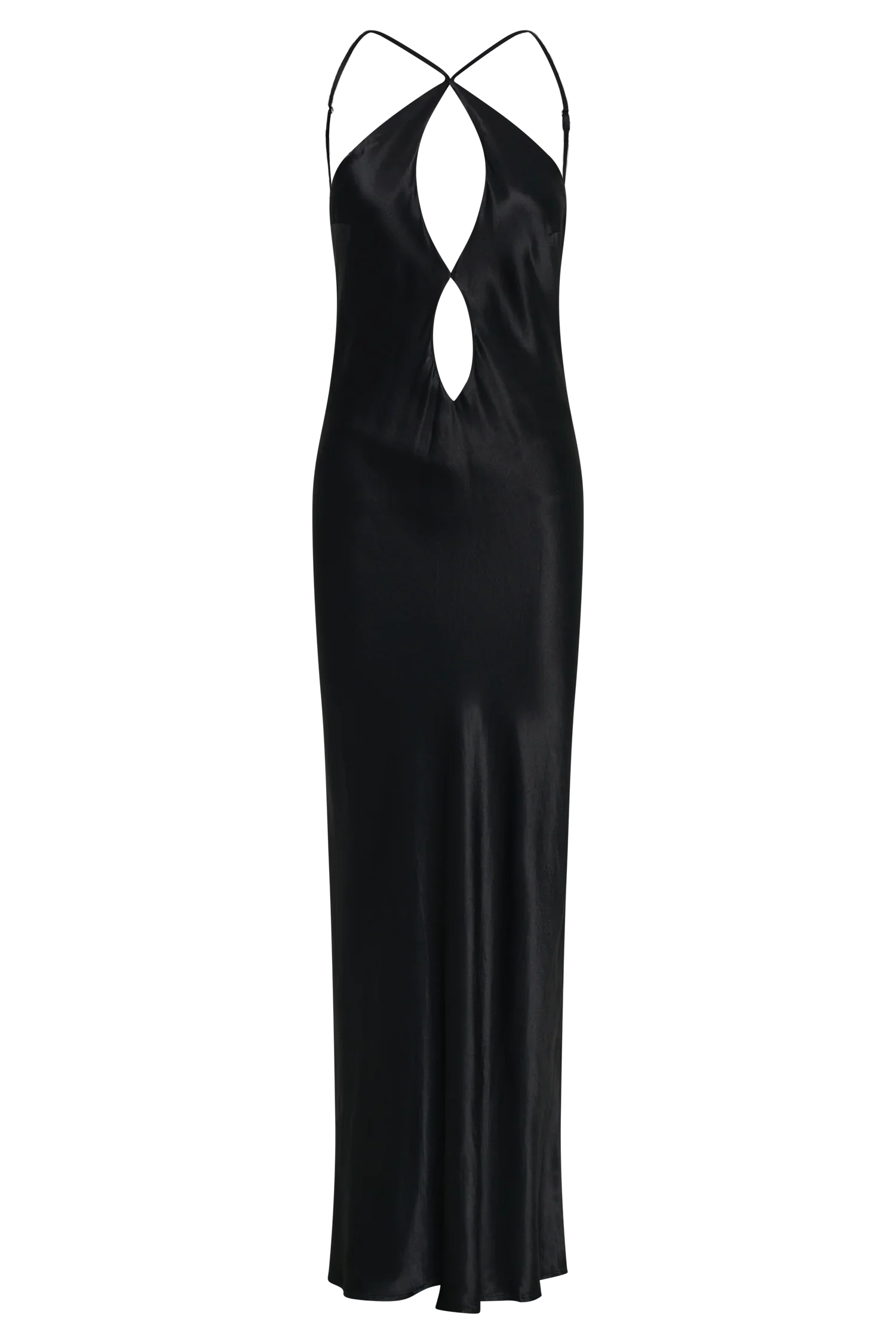 Lucia Satin Cut Out Maxi Dress - Black