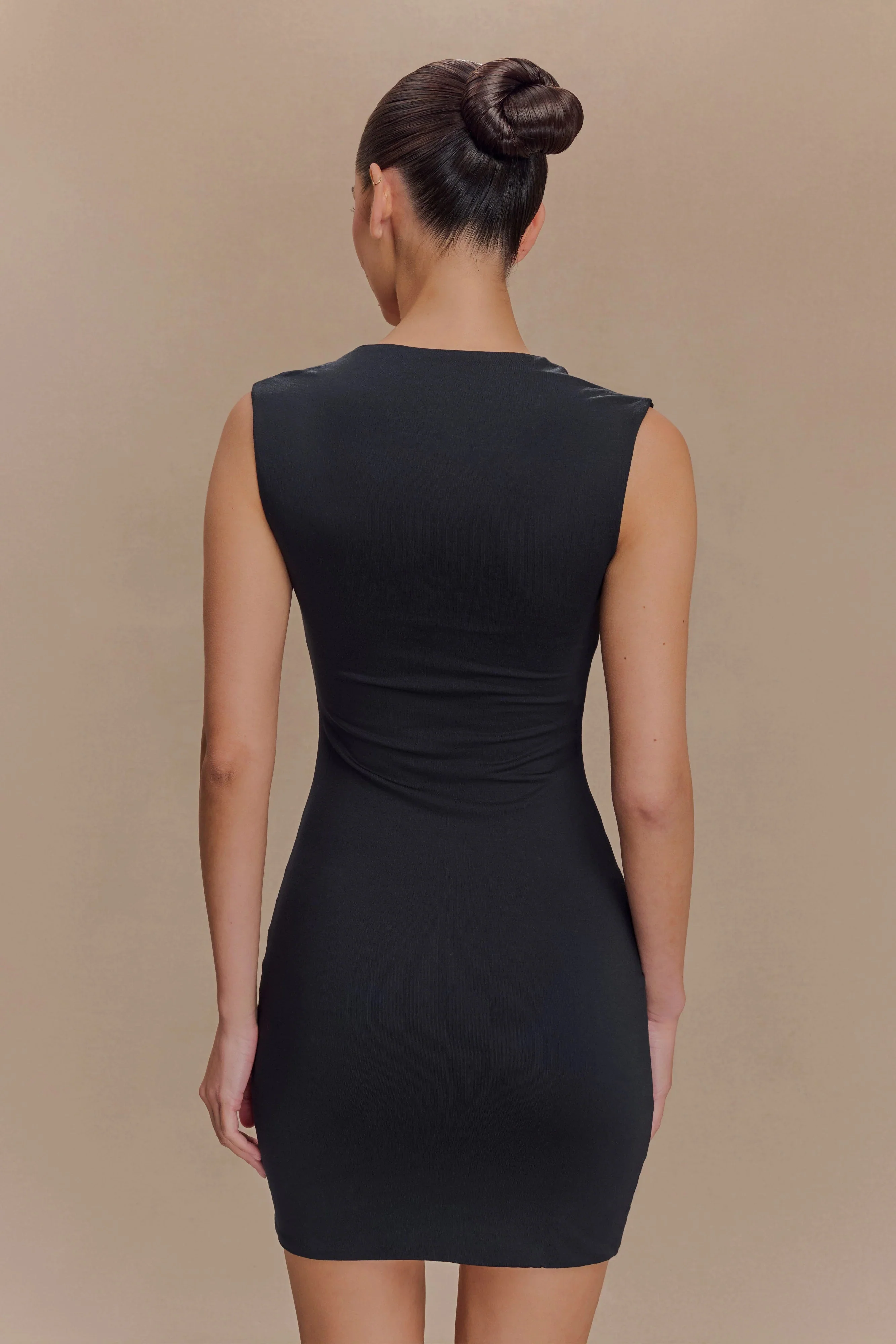 Tatianna Lace Trim Modal Mini Dress - Black