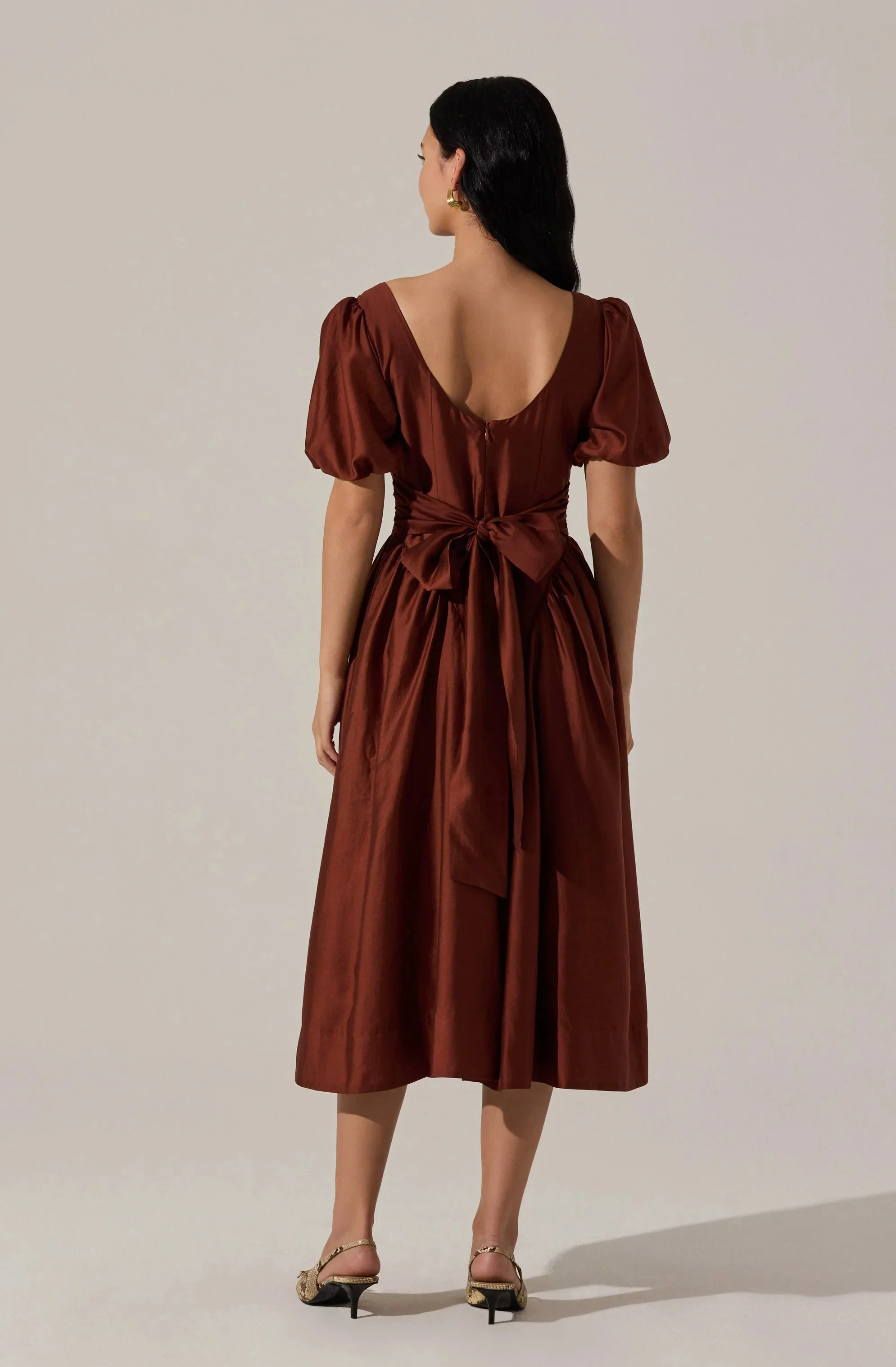 Keairra Puff Sleeve Midi Dress