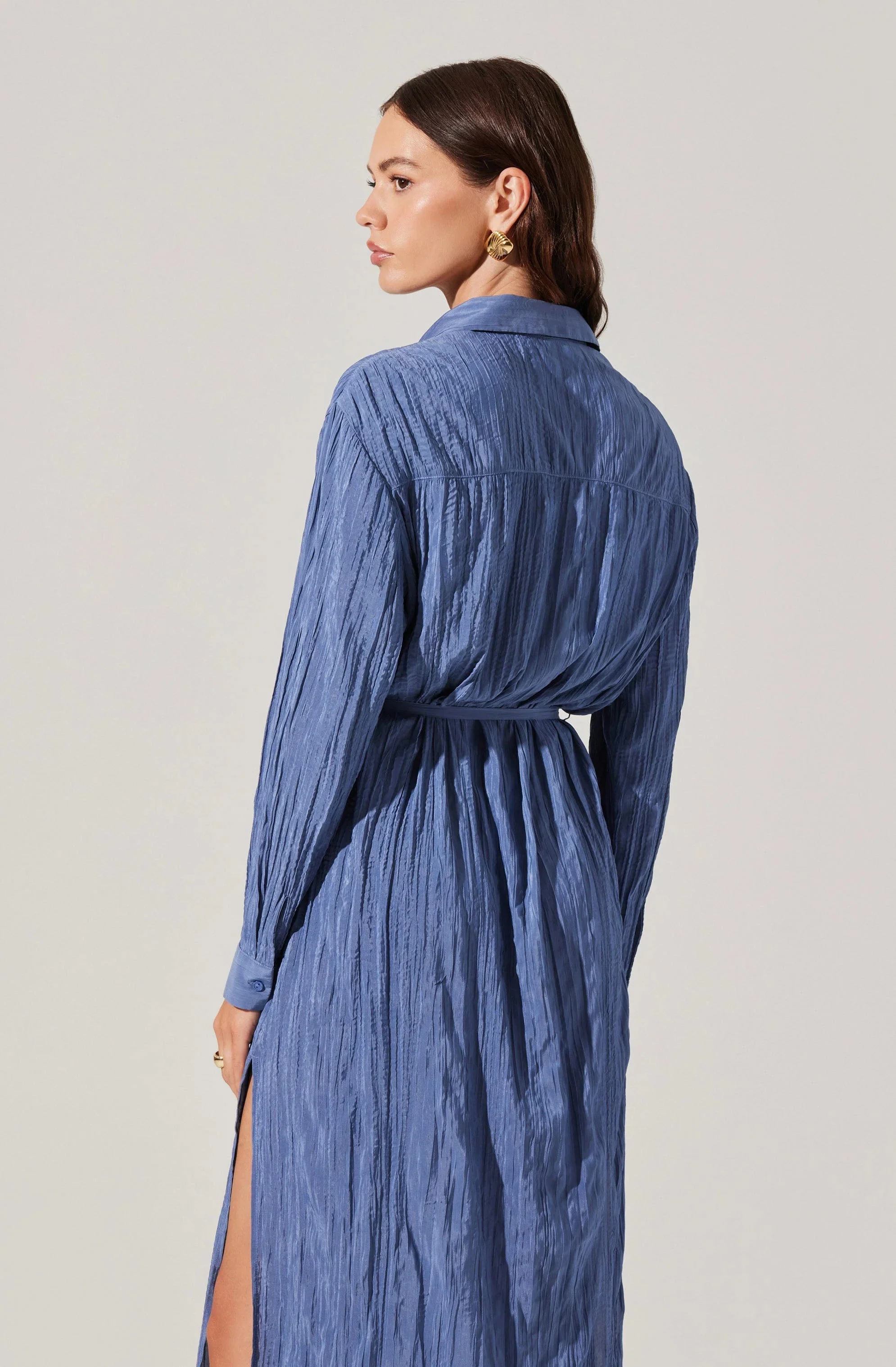 Belted Long Sleeve Shirt Dress