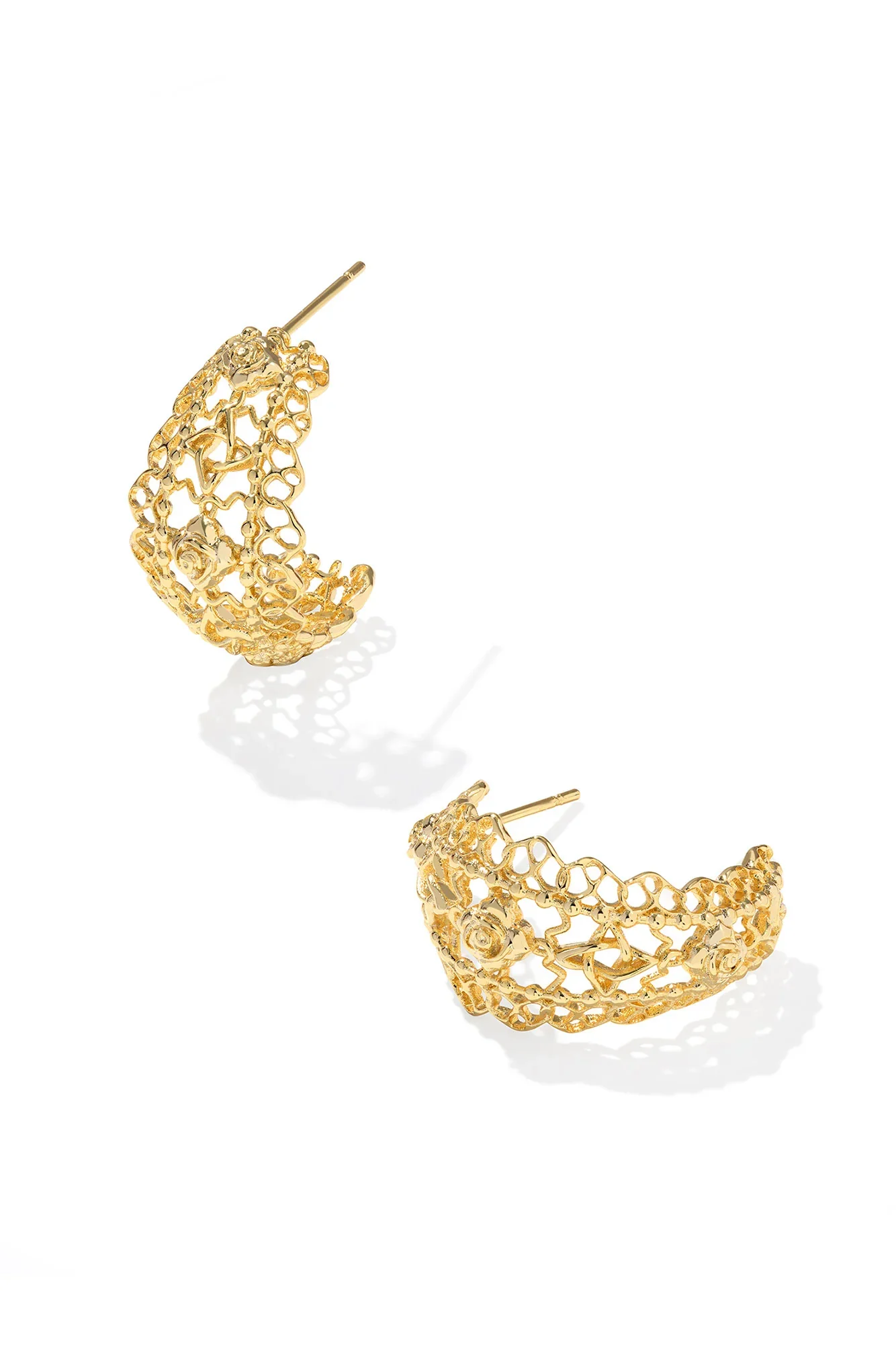 Krista Lace Huggie Earrings Gold