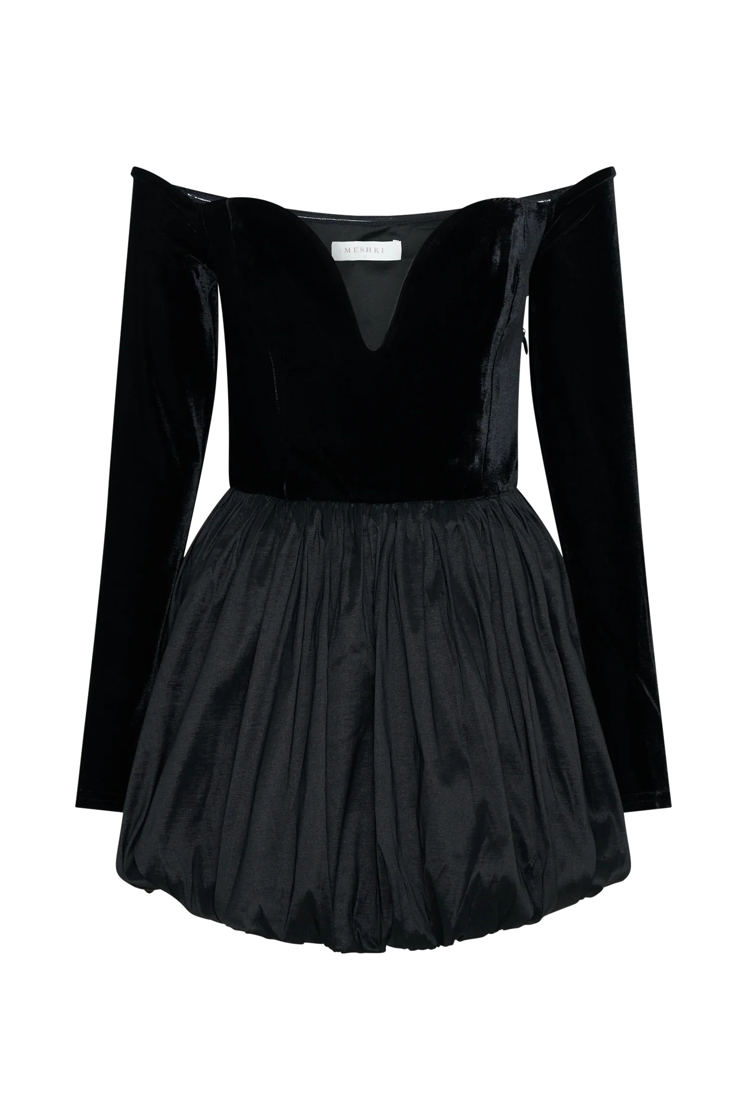 Liv Off Shoulders Velvet Mini Dress - Black