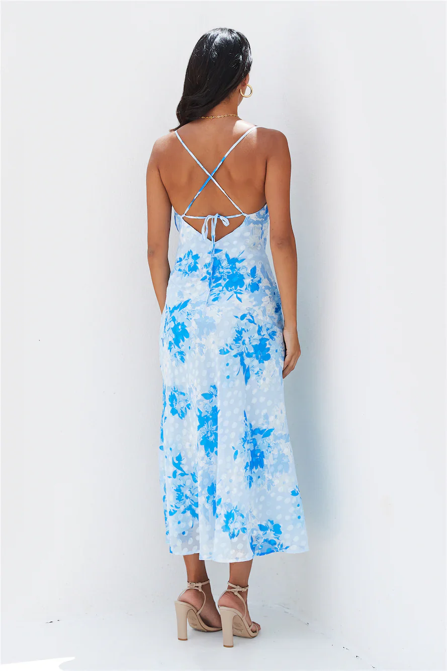 Into Spring Midi Dress Blue