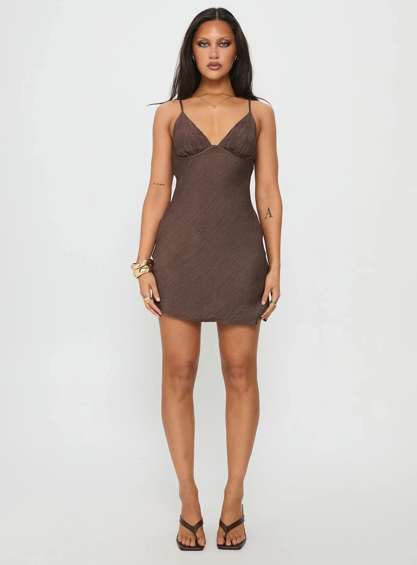 Makaia Balconette Mini Dress Brown