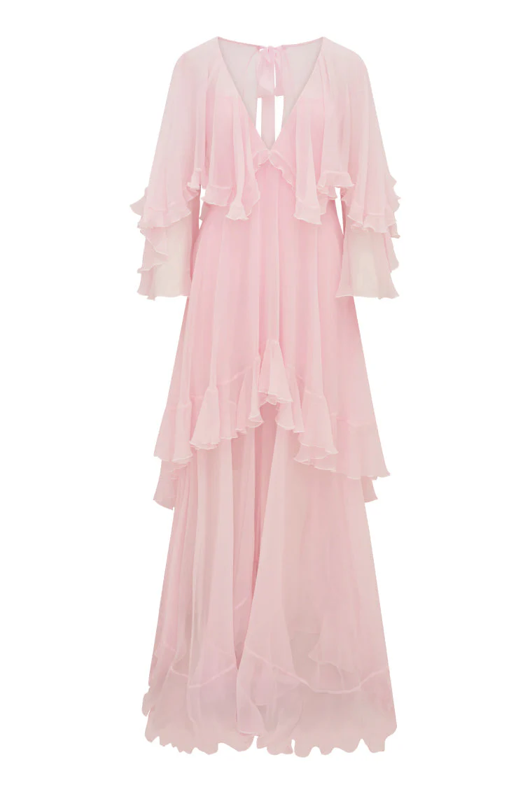 Collia Silk Maxi Dress - PALE PINK
