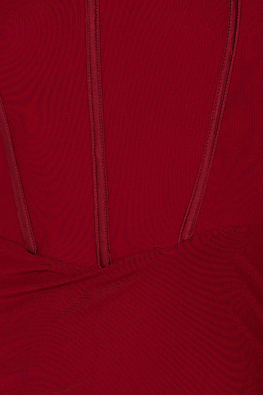 Her Dream Fit Mesh Maxi Dress Burgundy