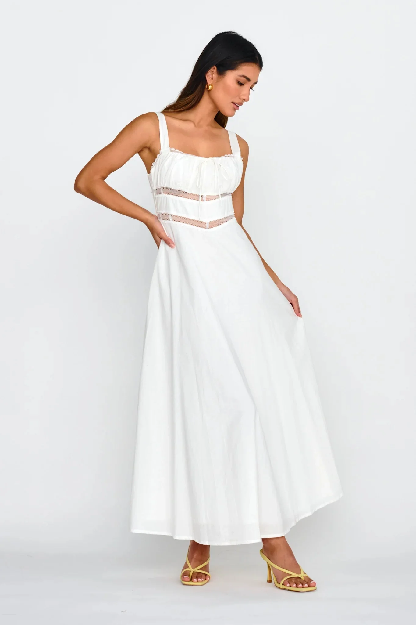 Kasiah Lace Trim Maxi Dress White