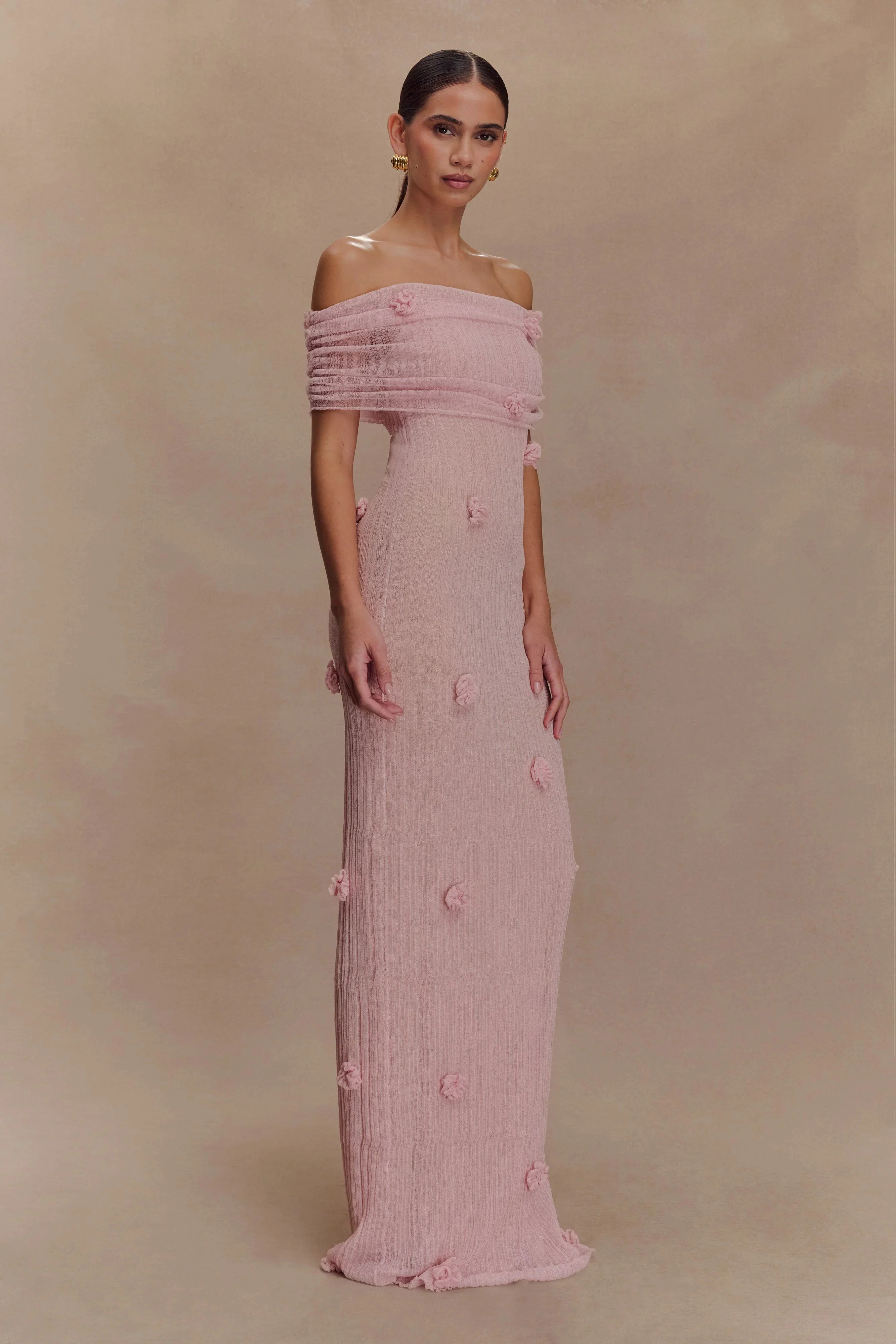 Brynn Orchid Knit Maxi Dress - Pastel Pink