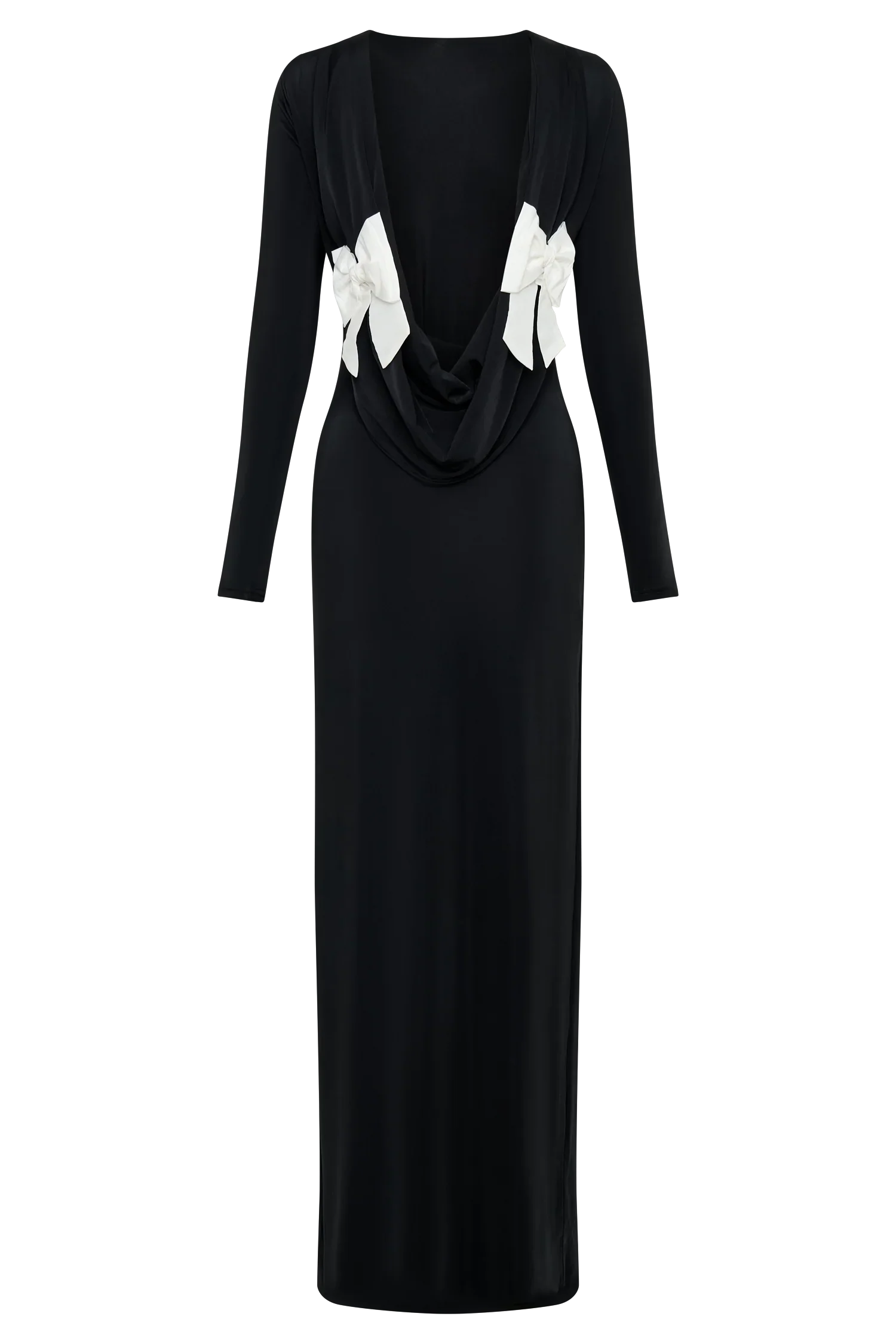 Bennett Slinky Long Sleeve Maxi Dress - Black/White