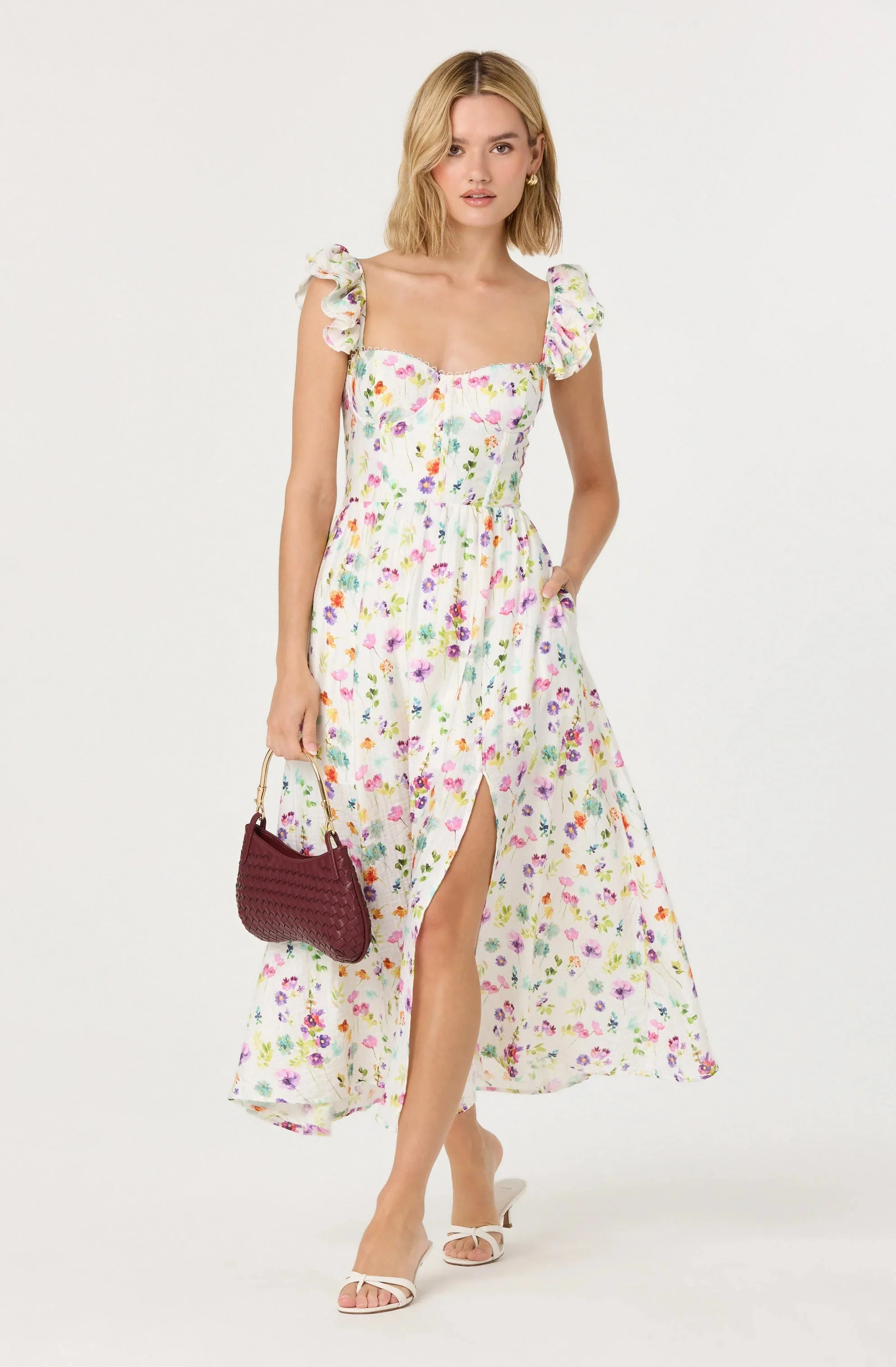 Wedelia Floral Bustier Midi Dress