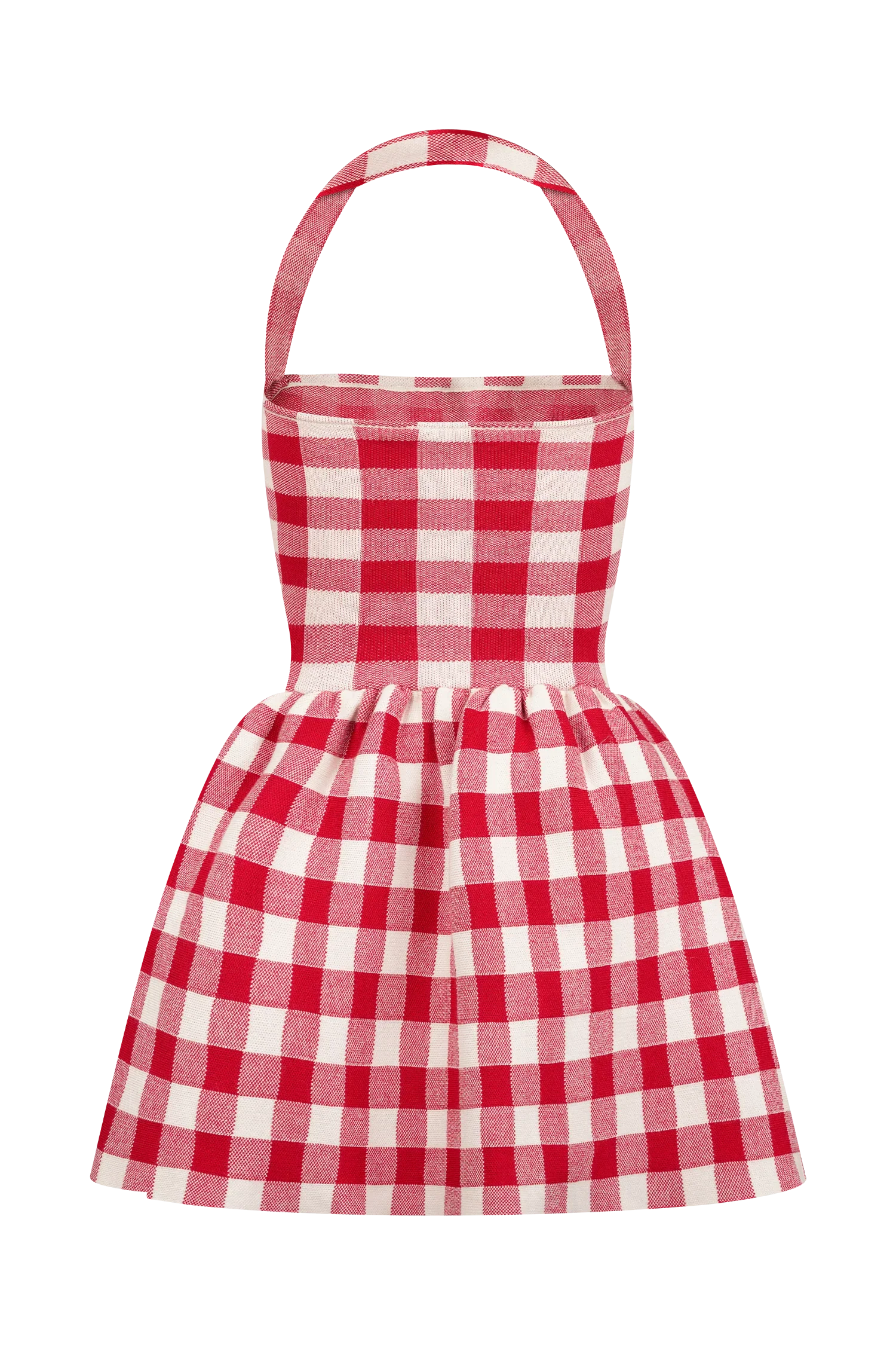 Lindsay Halter Knit Mini Dress - Red Gingham