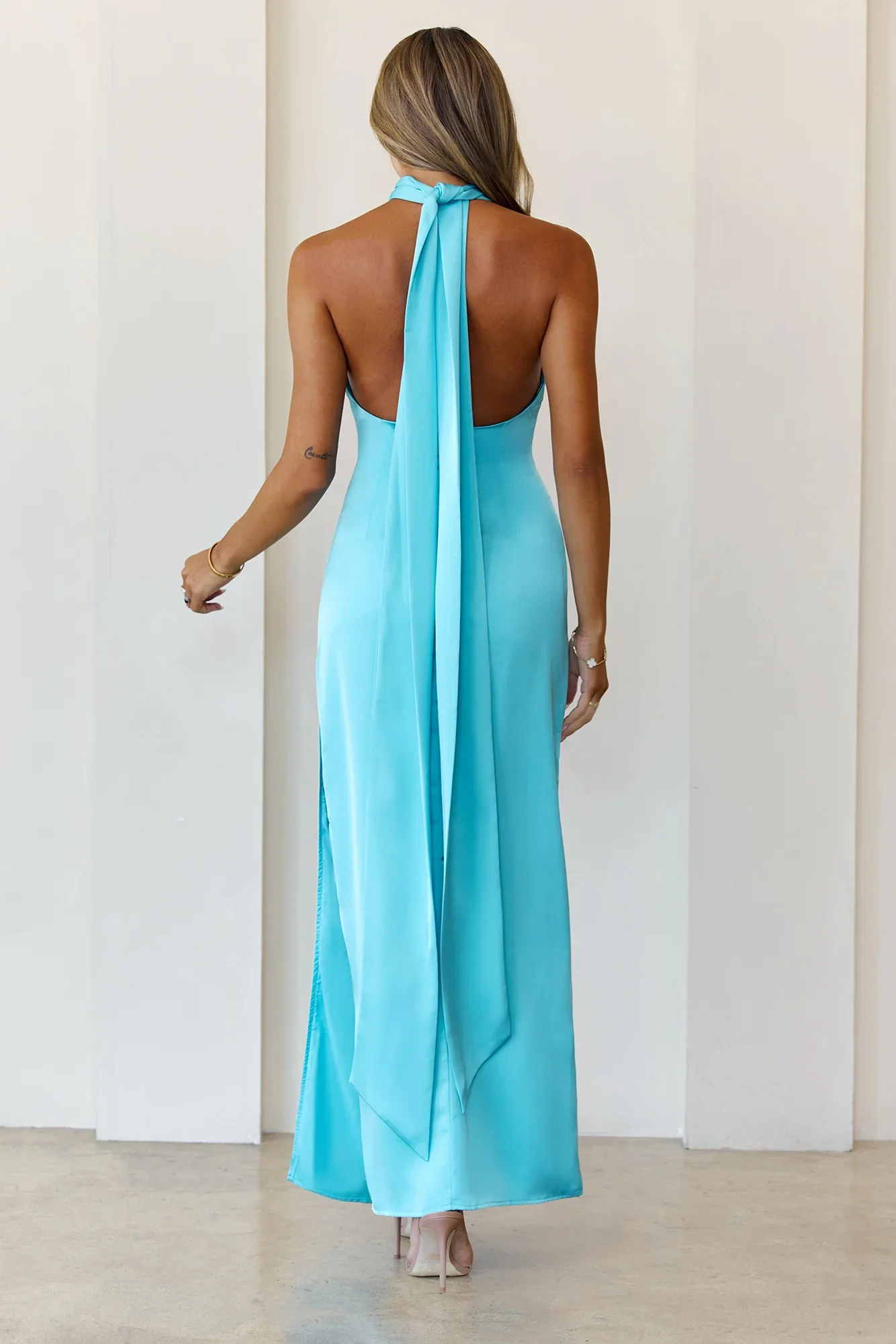 High Society Soirée Halter Maxi Dress Blue