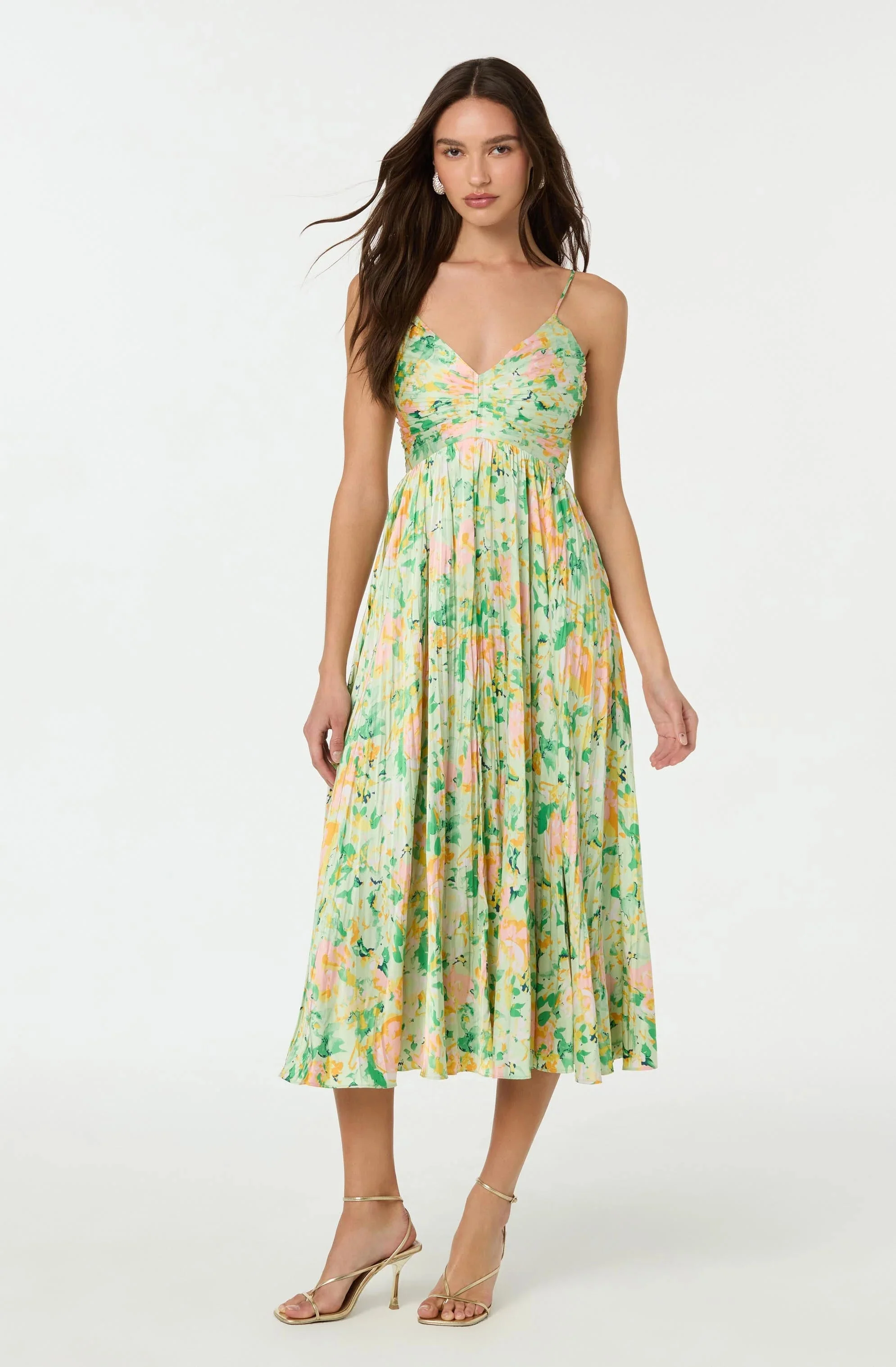 Maeve Printed Pleated Midi Dress