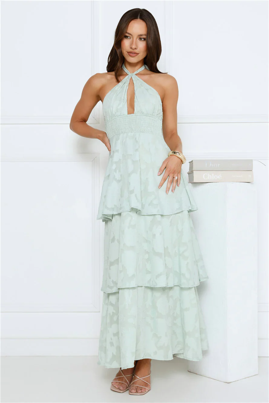 Island Sway Halter Maxi Dress Sage